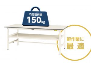 ワークテーブル150固定式中間棚付