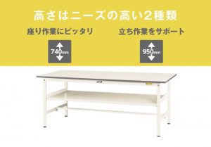 ワークテーブル150固定式中間棚付