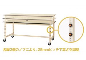 ワークテーブル300シリーズ高さ調整タイプ移動式