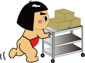 ワゴンを押す山金太郎
