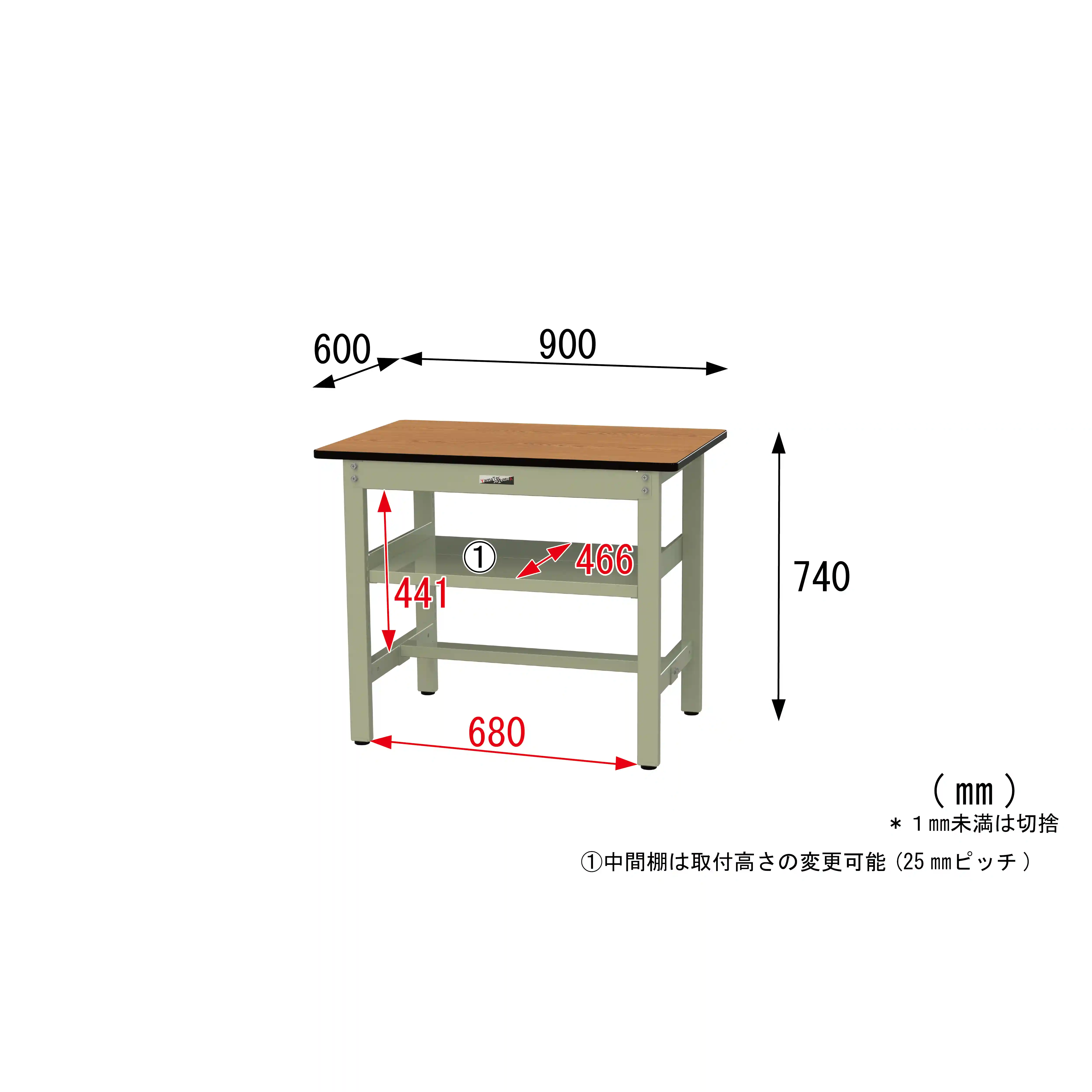 500シリーズ 固定式 中間棚付 H740mm(上段全面棚板)