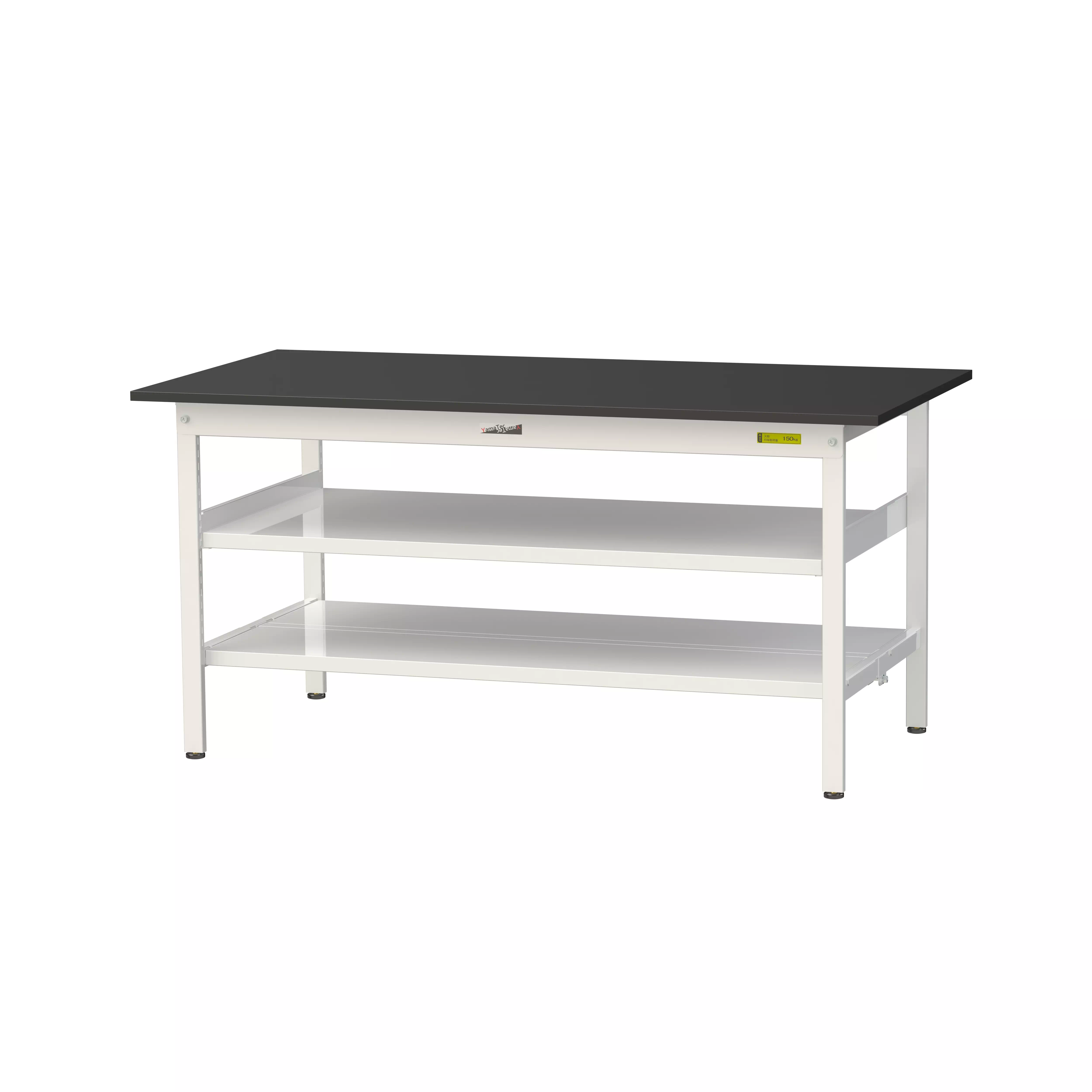 実験用ラボテーブル 固定式 中間棚付 H740mm(下段全面棚板)