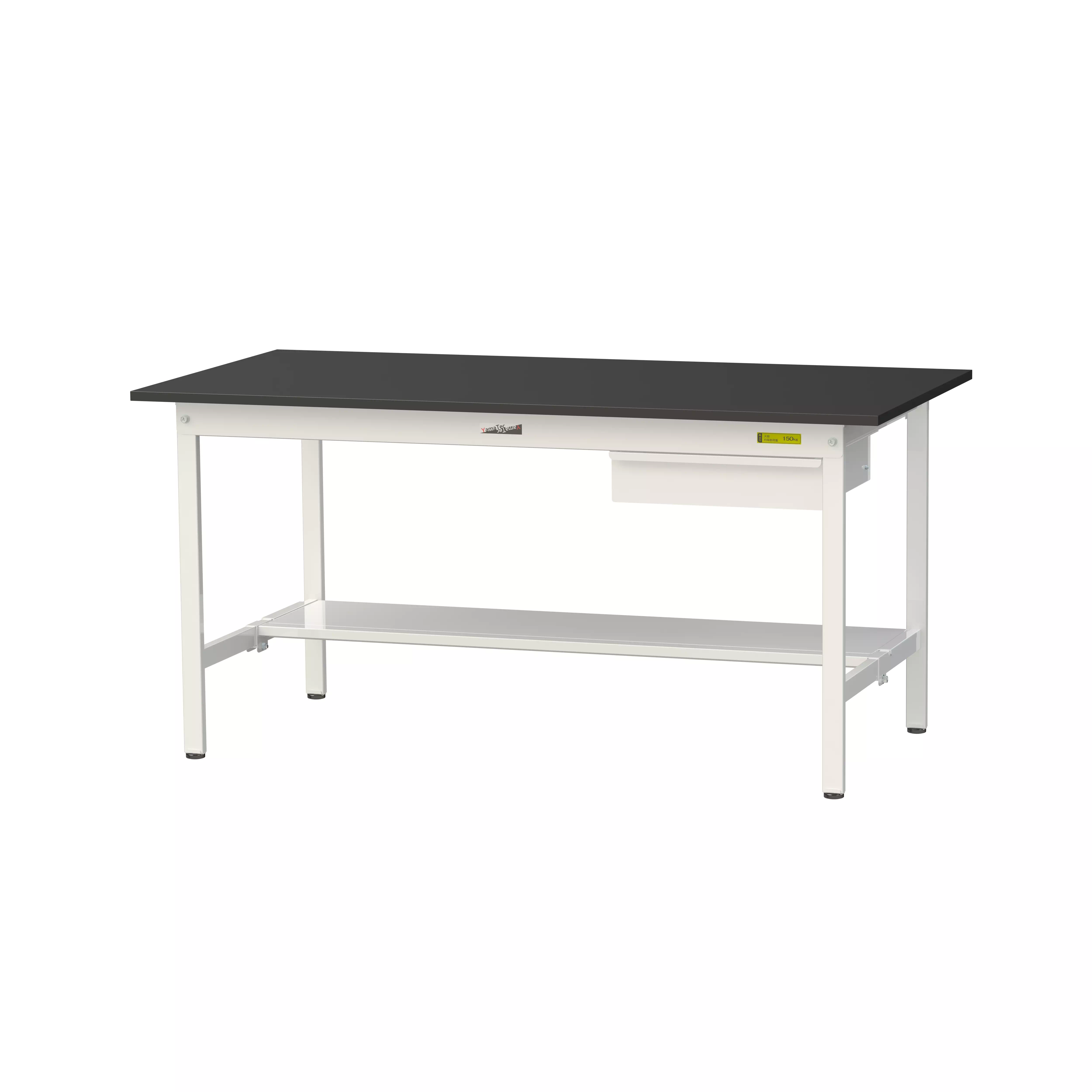 実験用ラボテーブル 固定式 キャビネット付 H740mm（半面棚板付）