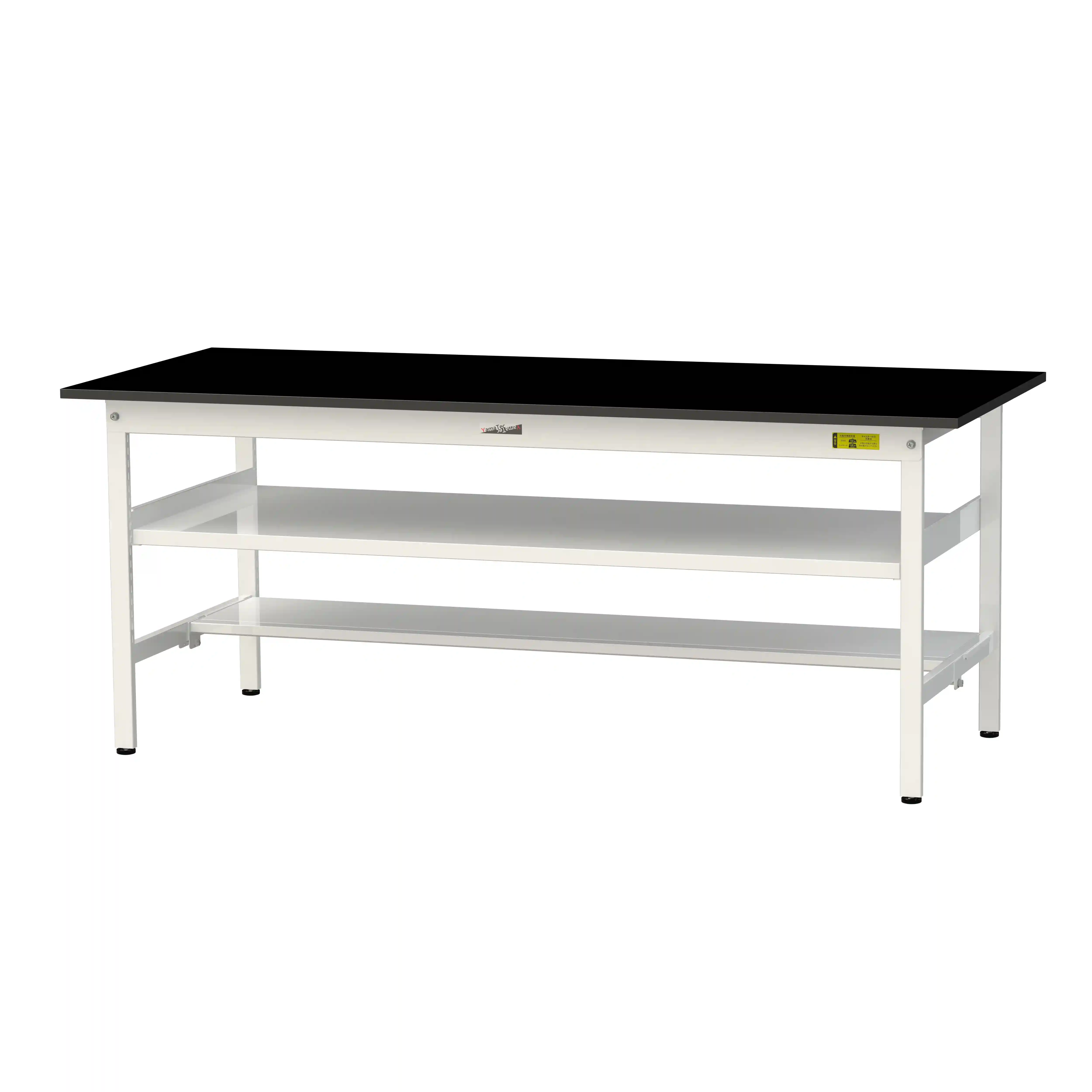 実験用ラボテーブル 固定式 中間棚付 H740mm(下段半面棚板)