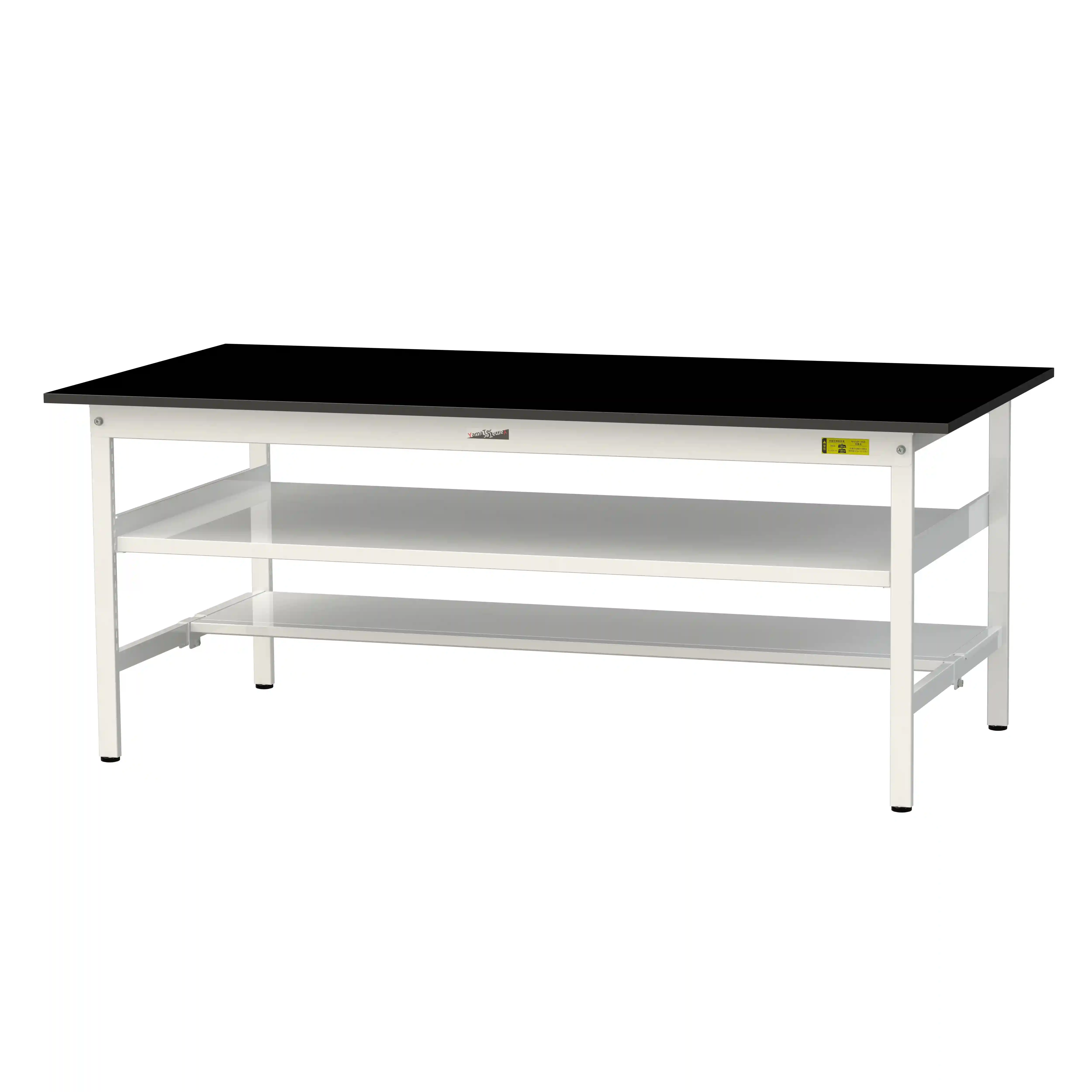 実験用ラボテーブル 固定式 中間棚付 H740mm(下段半面棚板)