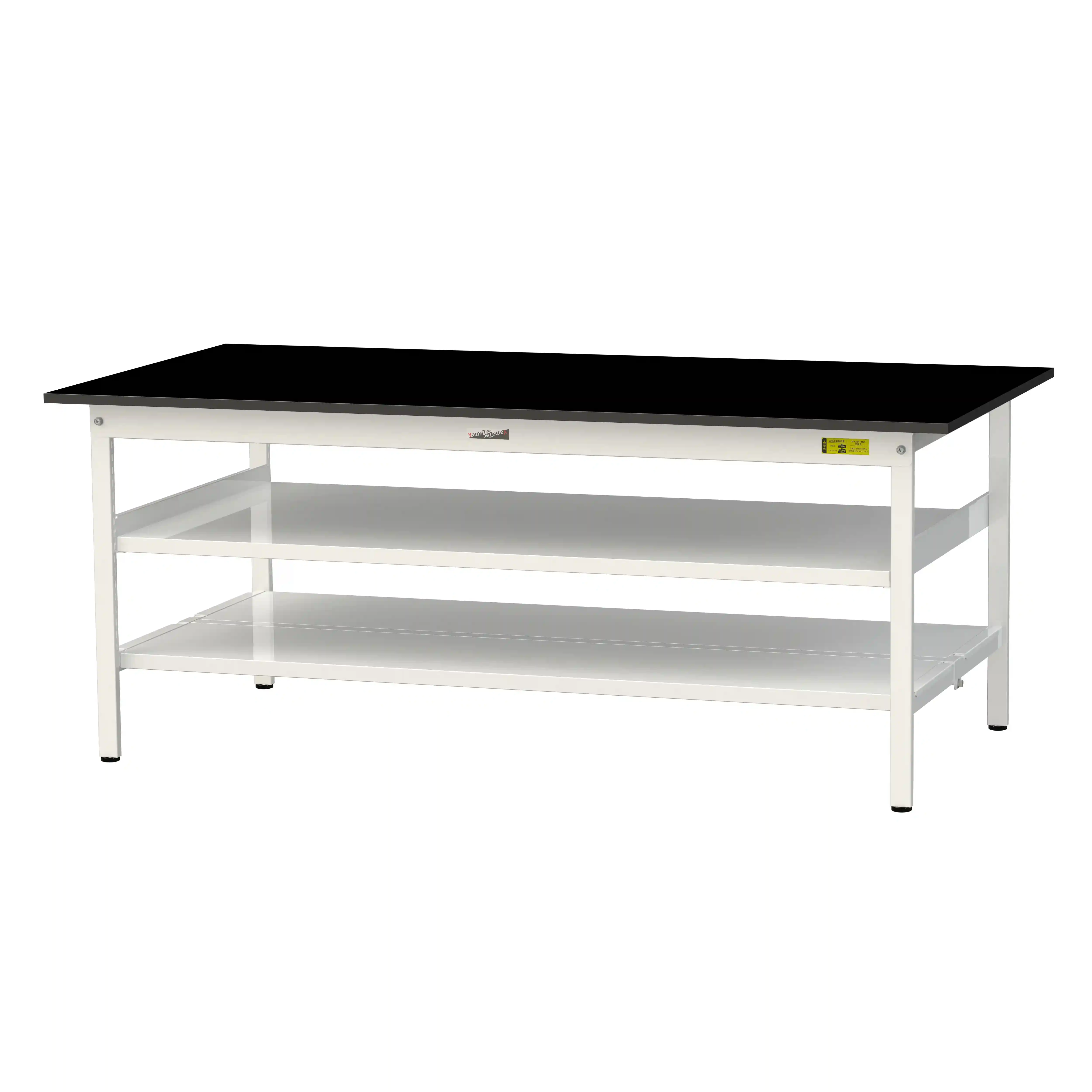 実験用ラボテーブル 固定式 中間棚付 H740mm（下段全面棚板）