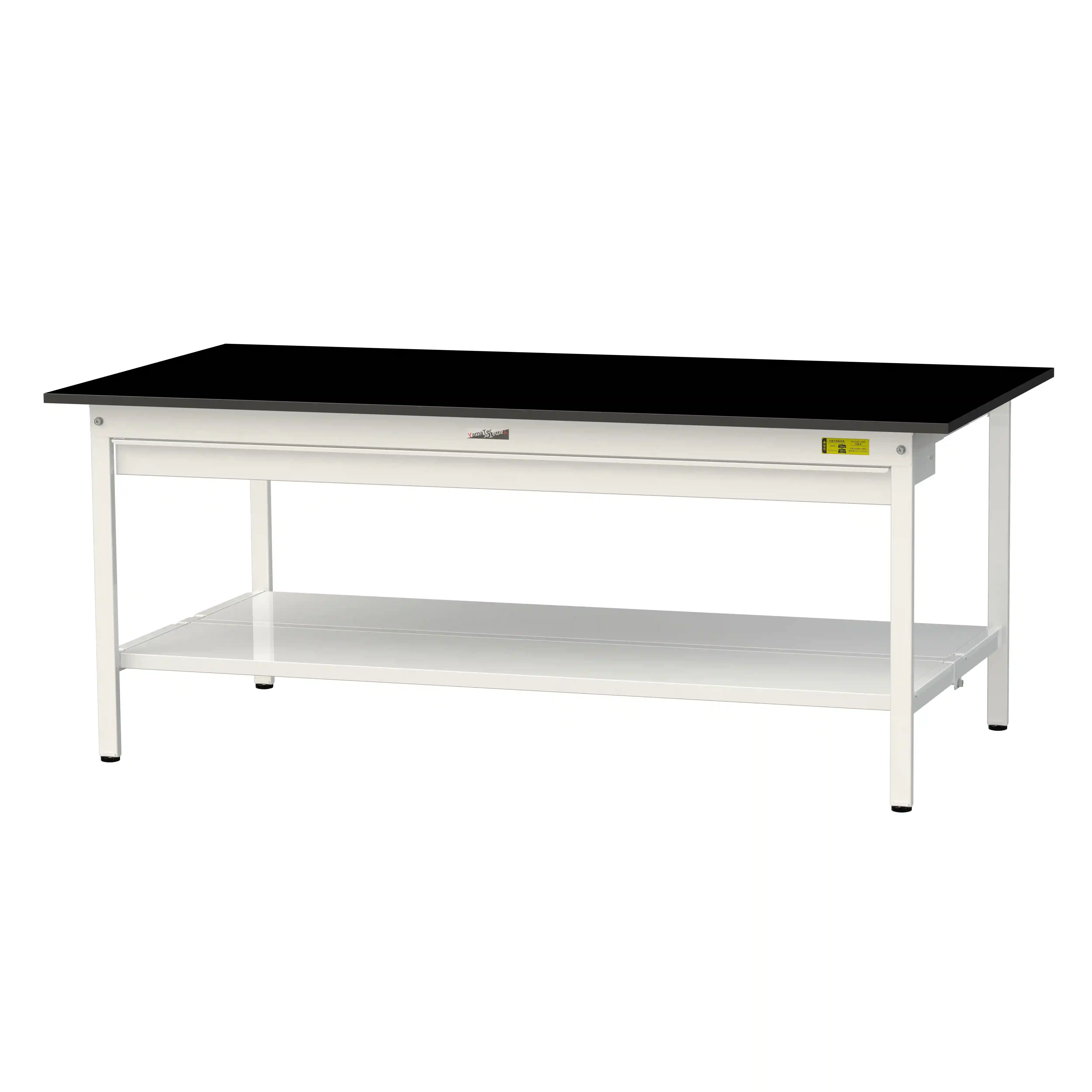 実験用ラボテーブル 固定式 ワイド引出し付 H740mm(全面棚板付)