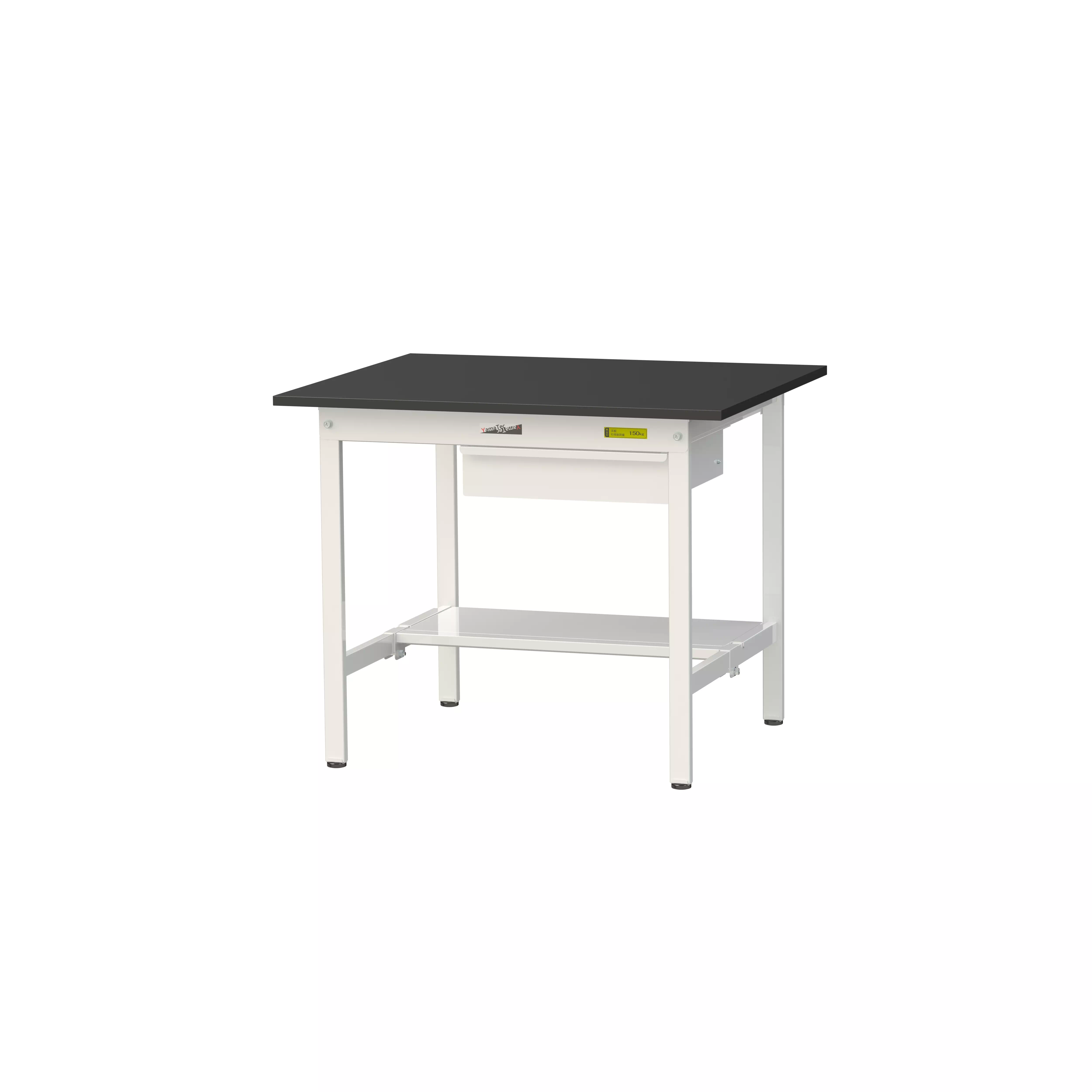 実験用ラボテーブル 固定式 キャビネット付 H740mm(半面棚板付)