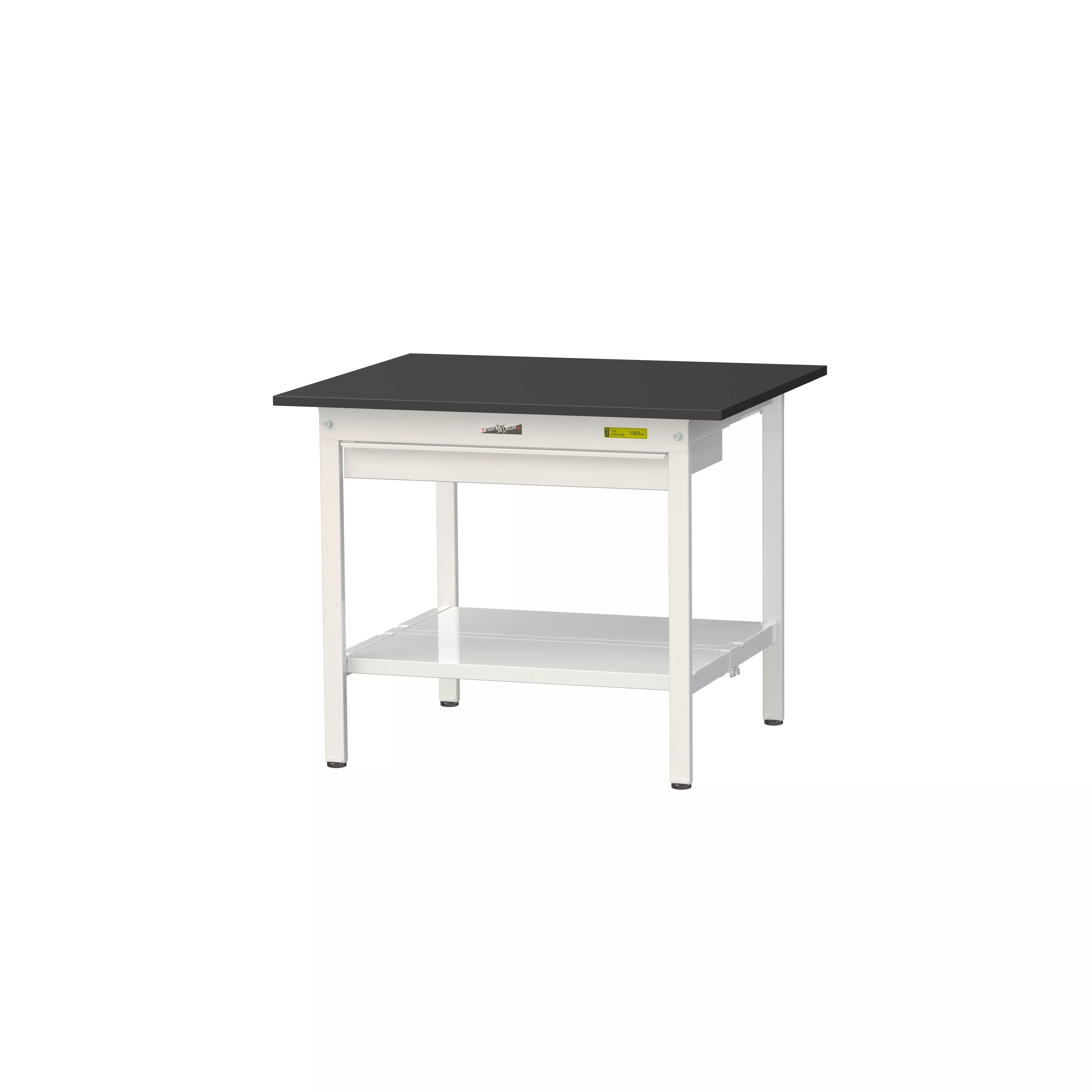 実験用ラボテーブル 固定式 ワイド引出し付 H740mm(全面棚板付)