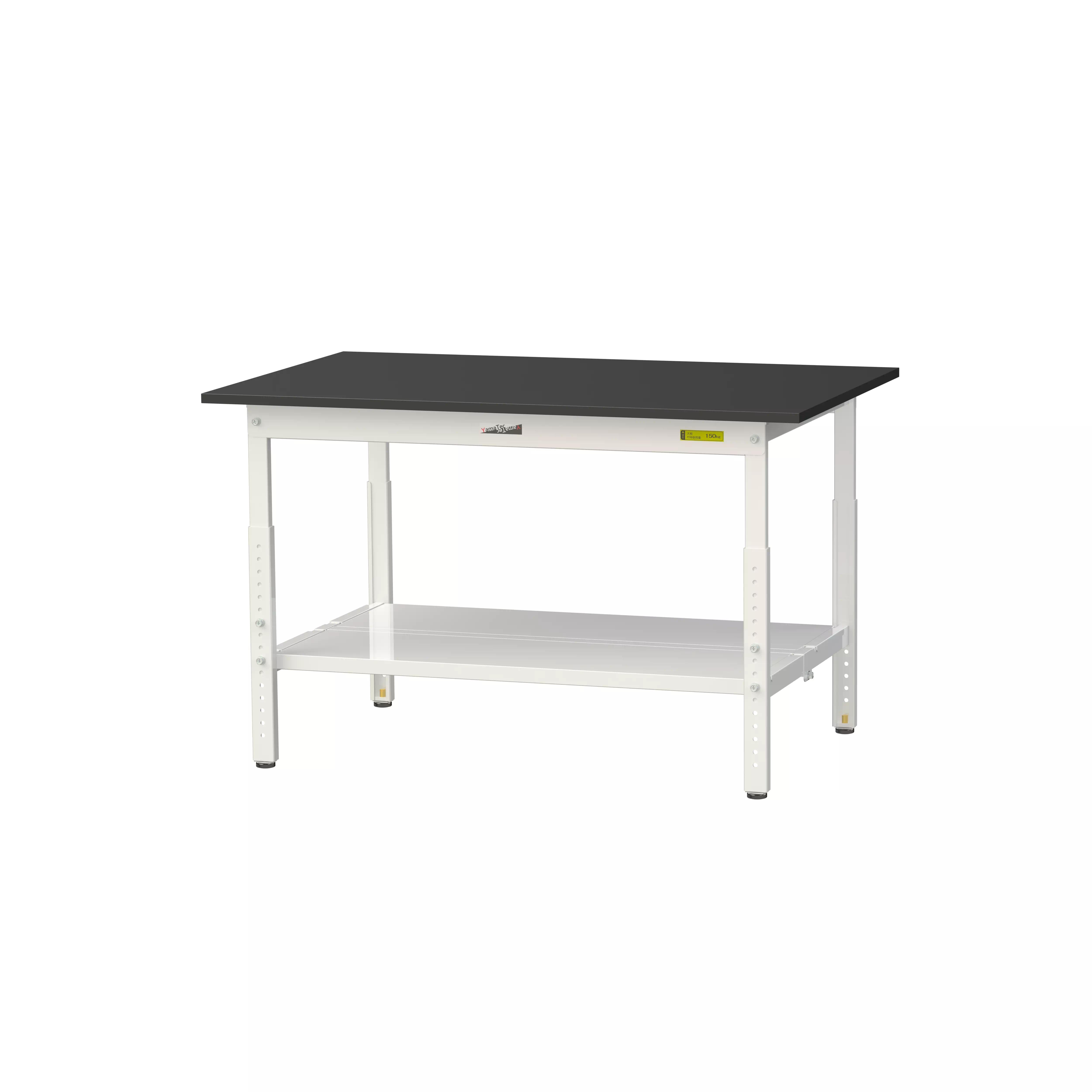 実験用ラボテーブル 高さ調整タイプ H600mm~H900mm(全面棚板付)