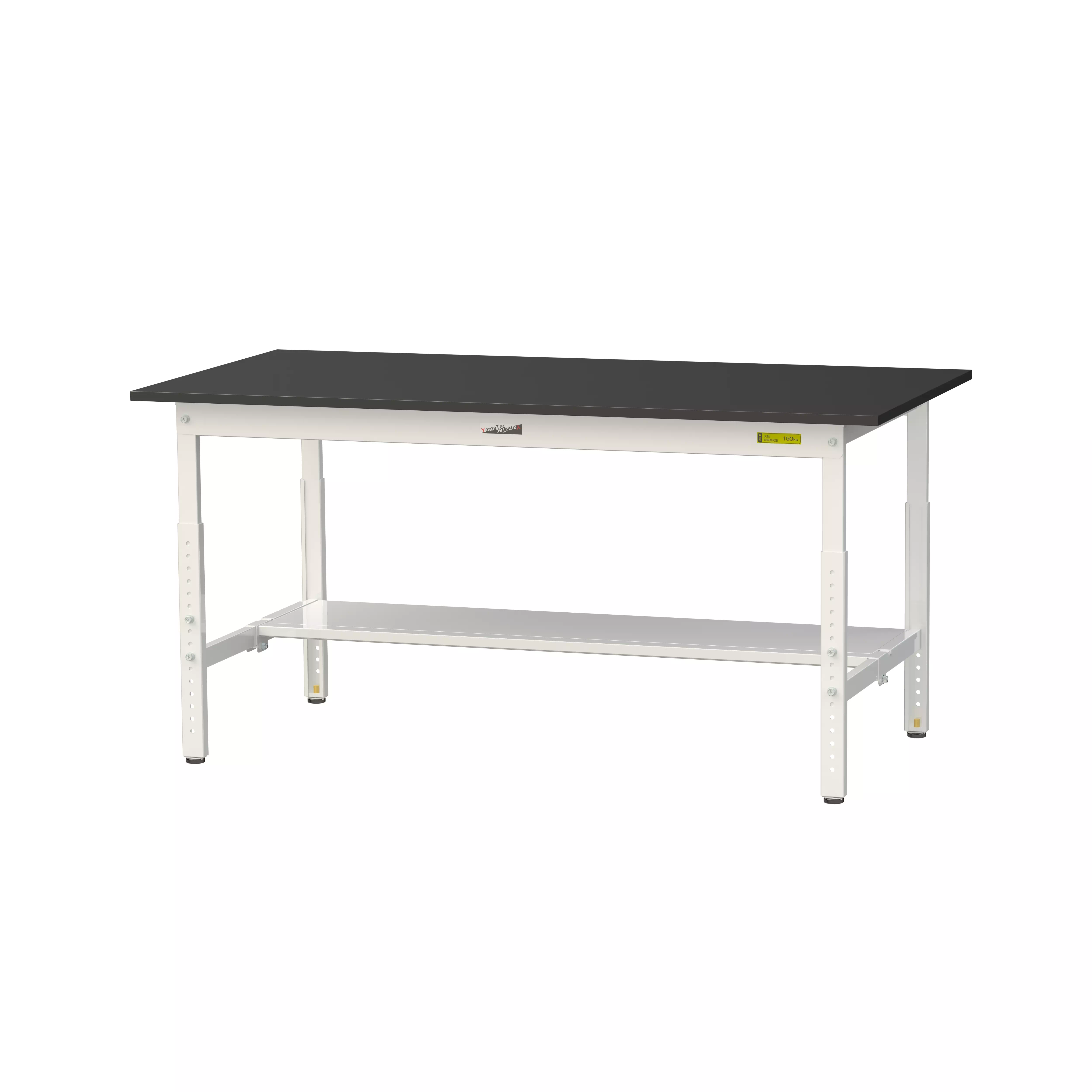 実験用ラボテーブル 高さ調整タイプ H600mm~H900mm(半面棚板付)