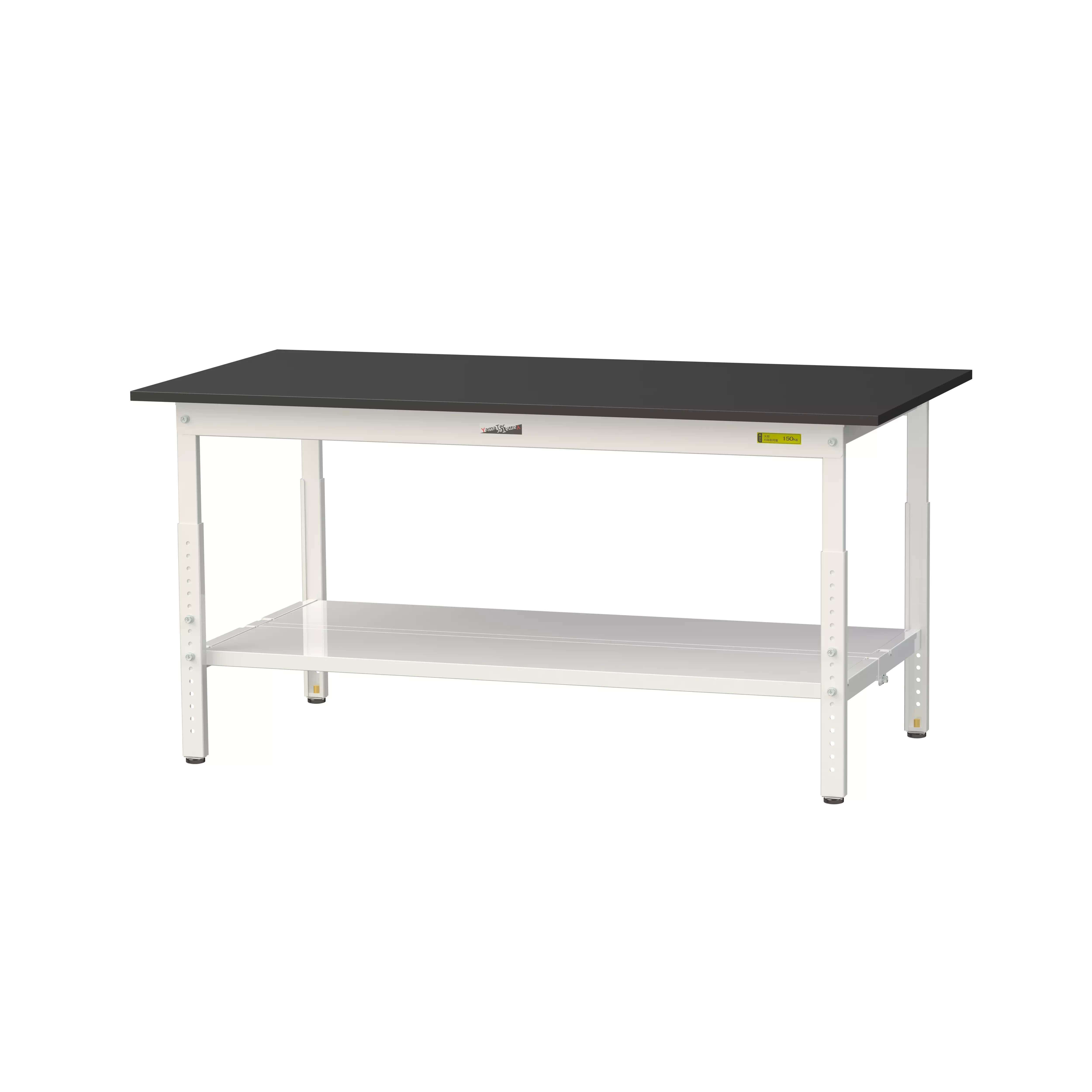 実験用ラボテーブル 高さ調整タイプ H600mm~H900mm(全面棚板付)