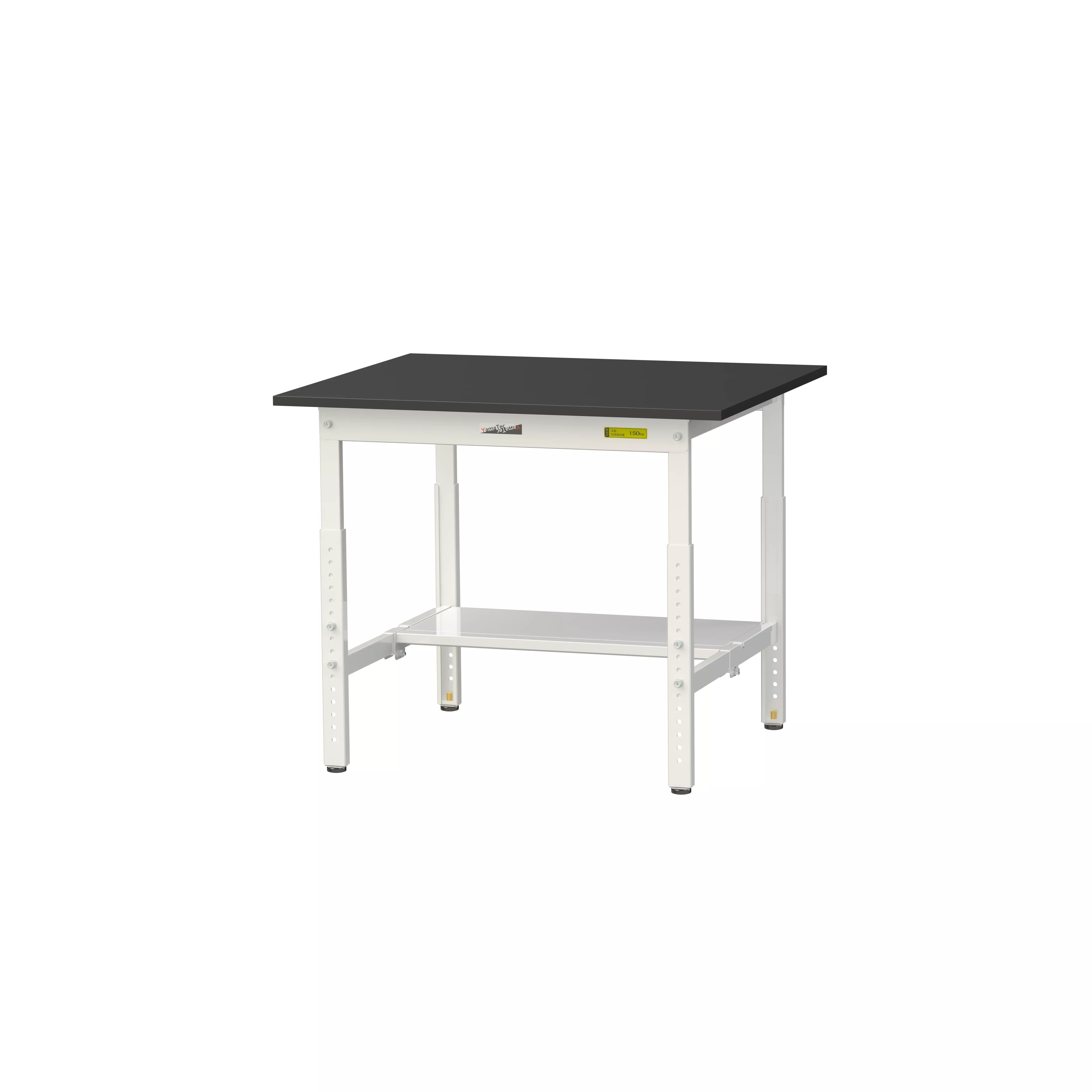 実験用ラボテーブル 高さ調整タイプ H600mm~H900mm(半面棚板付)