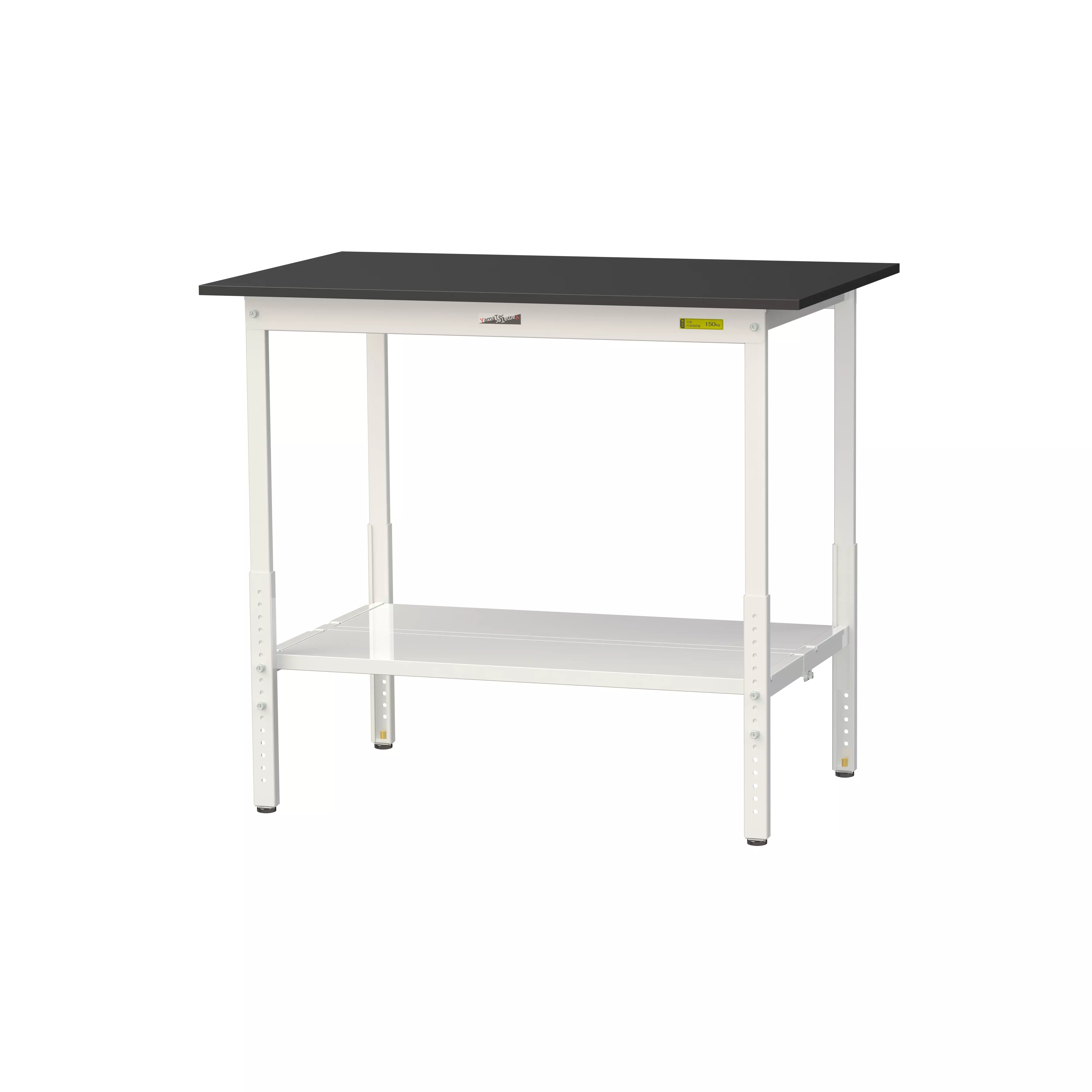 実験用ラボテーブル 高さ調整タイプ H900mm~H1200mm(全面棚板付)