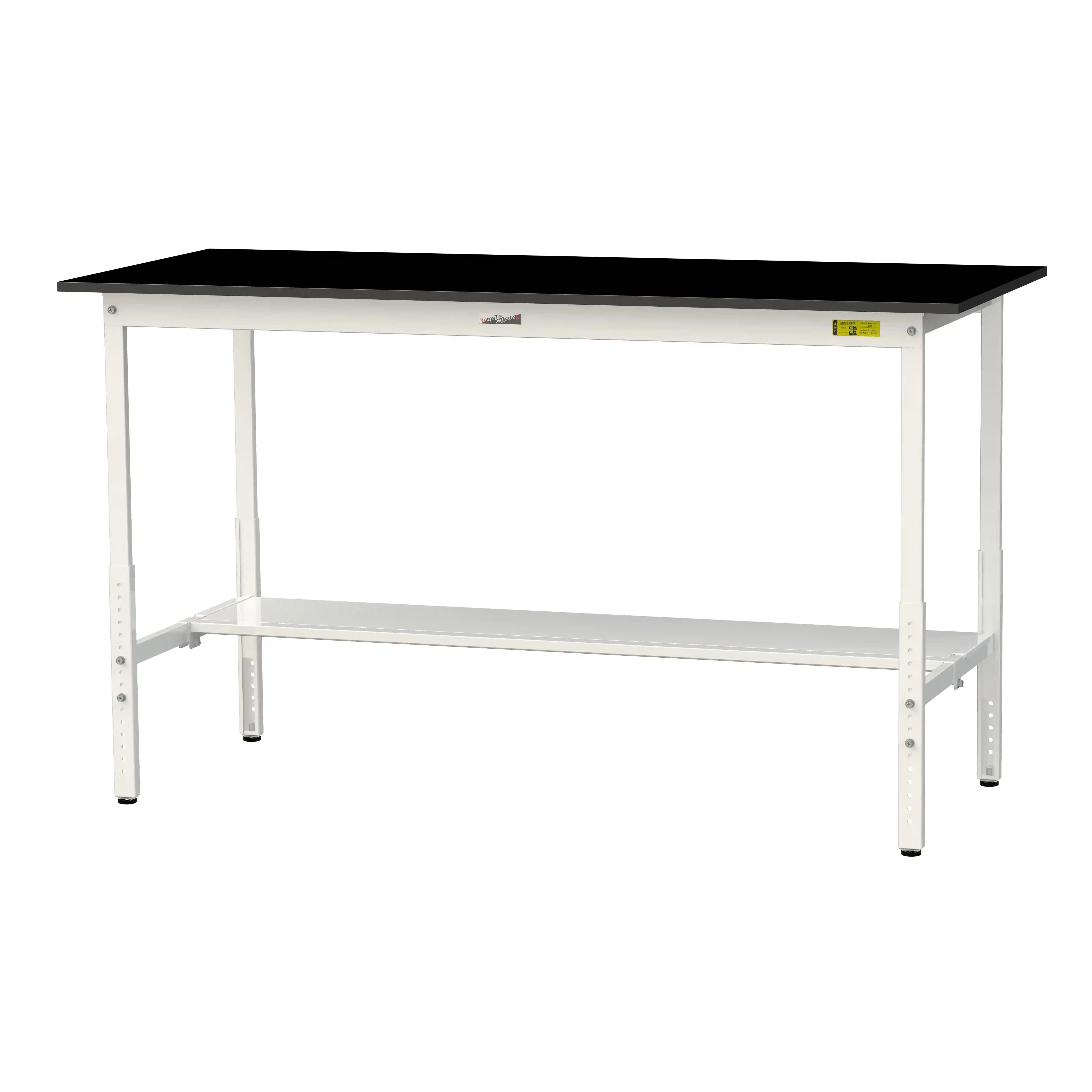 実験用ラボテーブル 高さ調整タイプ H900mm～H1200mm（半面棚板付）