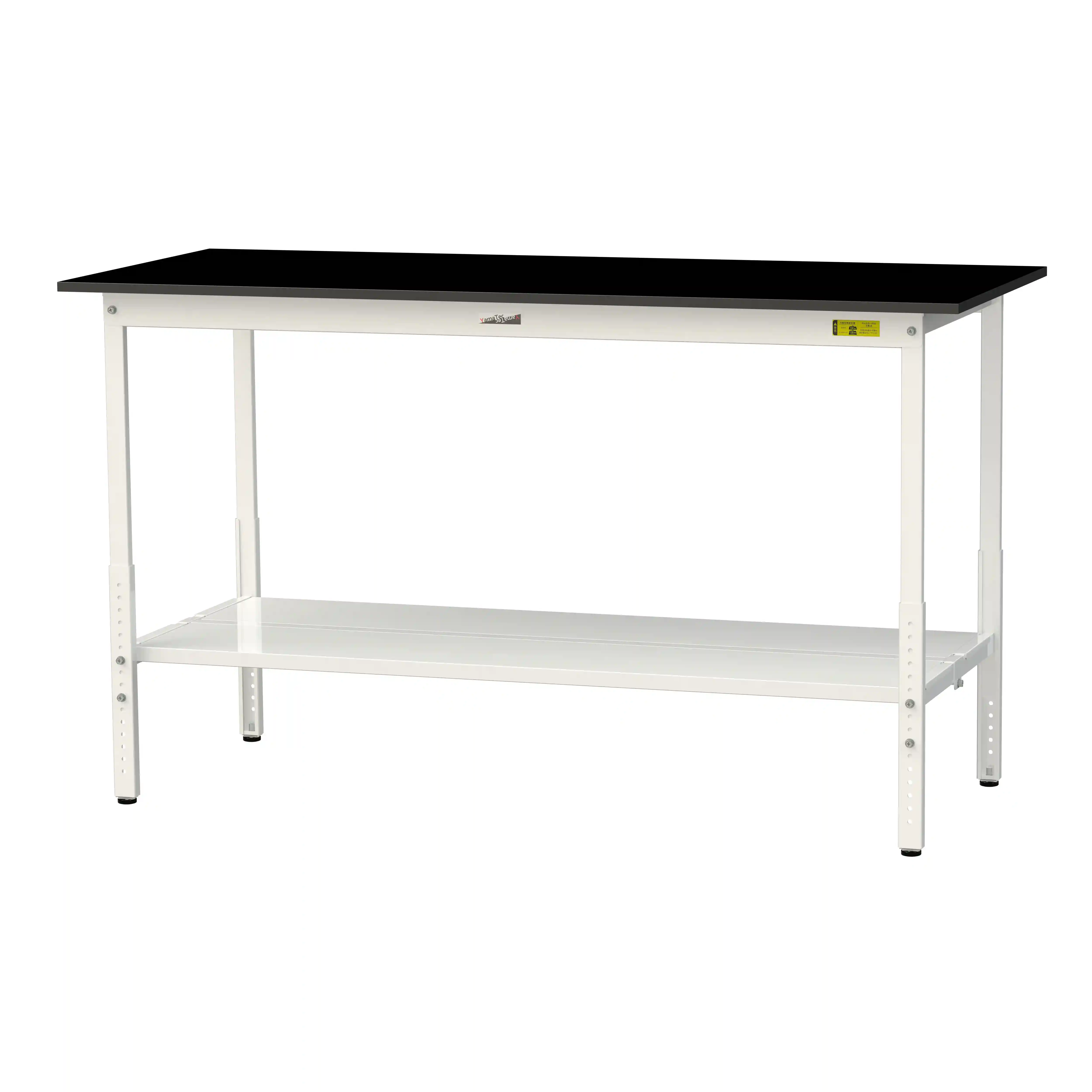 実験用ラボテーブル 高さ調整タイプ H900mm~H1200mm(全面棚板付)