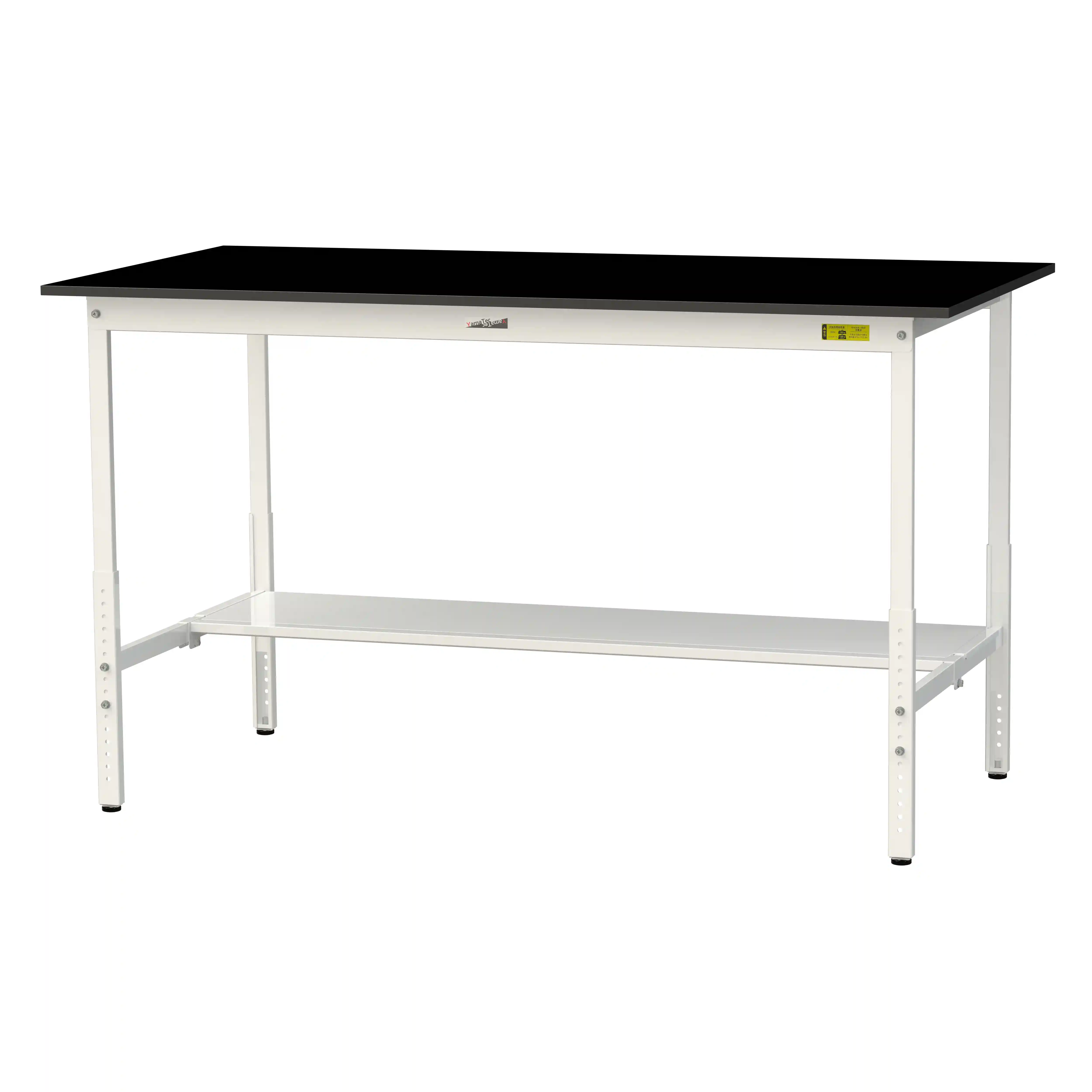 実験用ラボテーブル 高さ調整タイプ H900mm～H1200mm（半面棚板付）