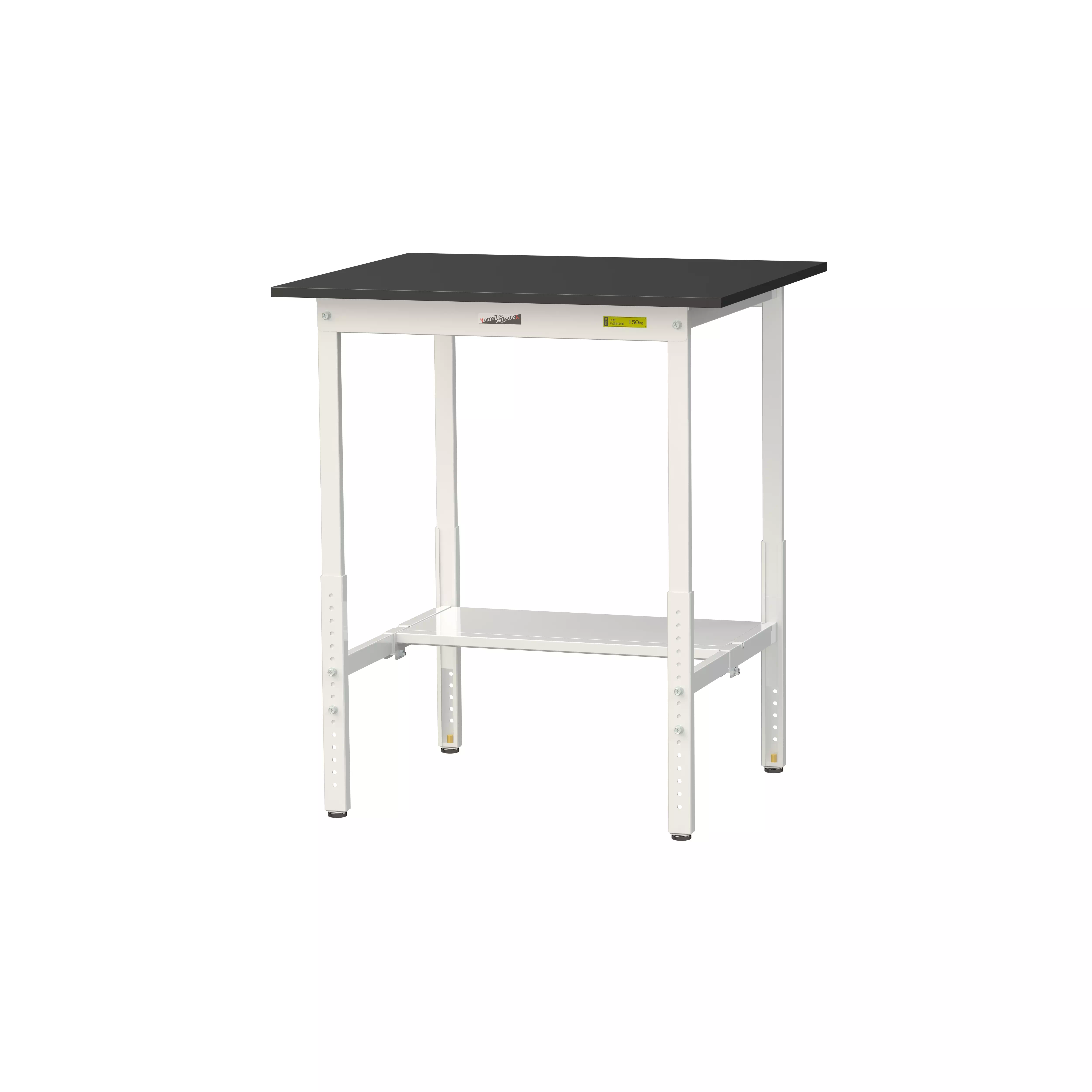 実験用ラボテーブル 高さ調整タイプ H900mm~H1200mm(半面棚板付)