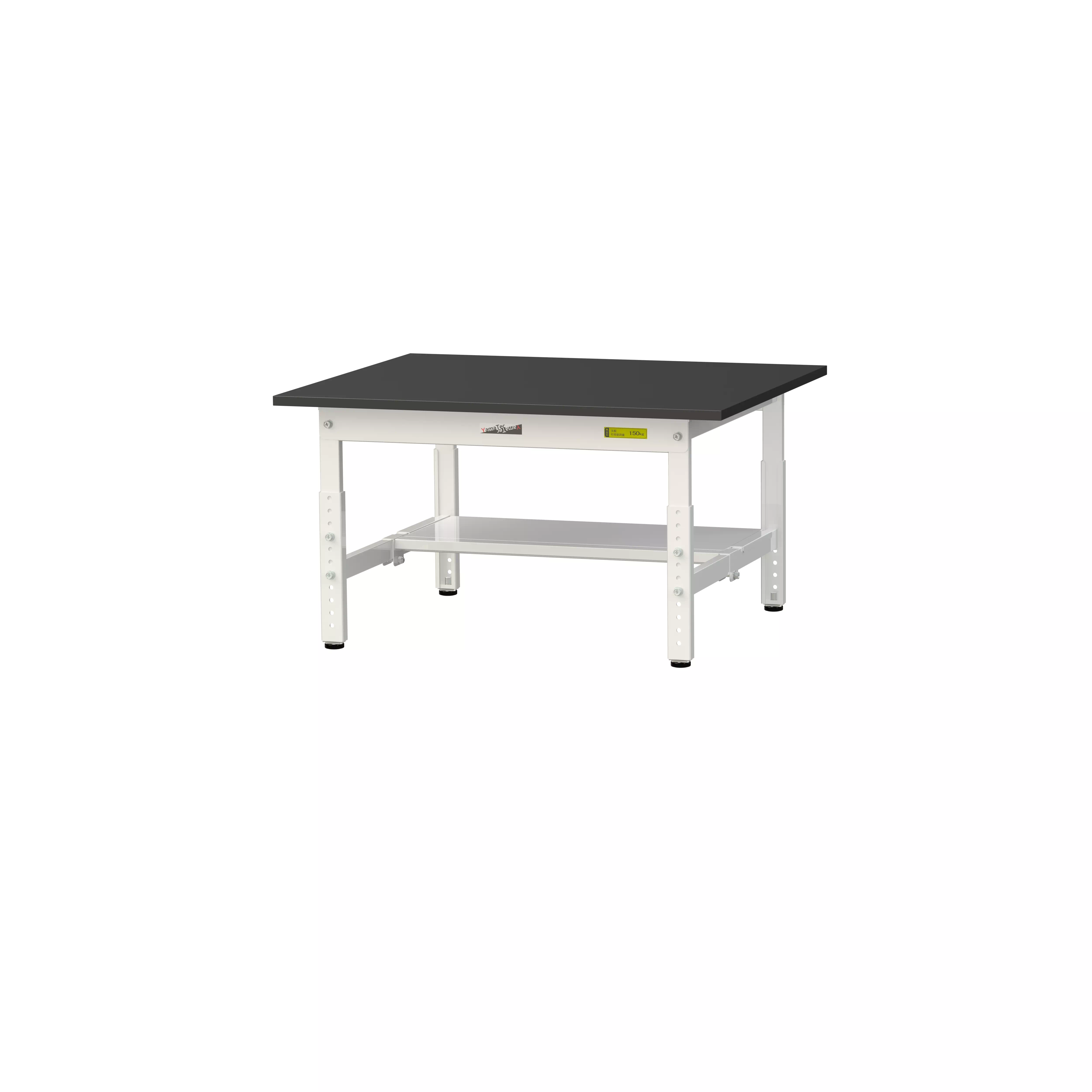 実験用ラボテーブル 高さ調整タイプ H400mm～H575mm（半面棚板付）