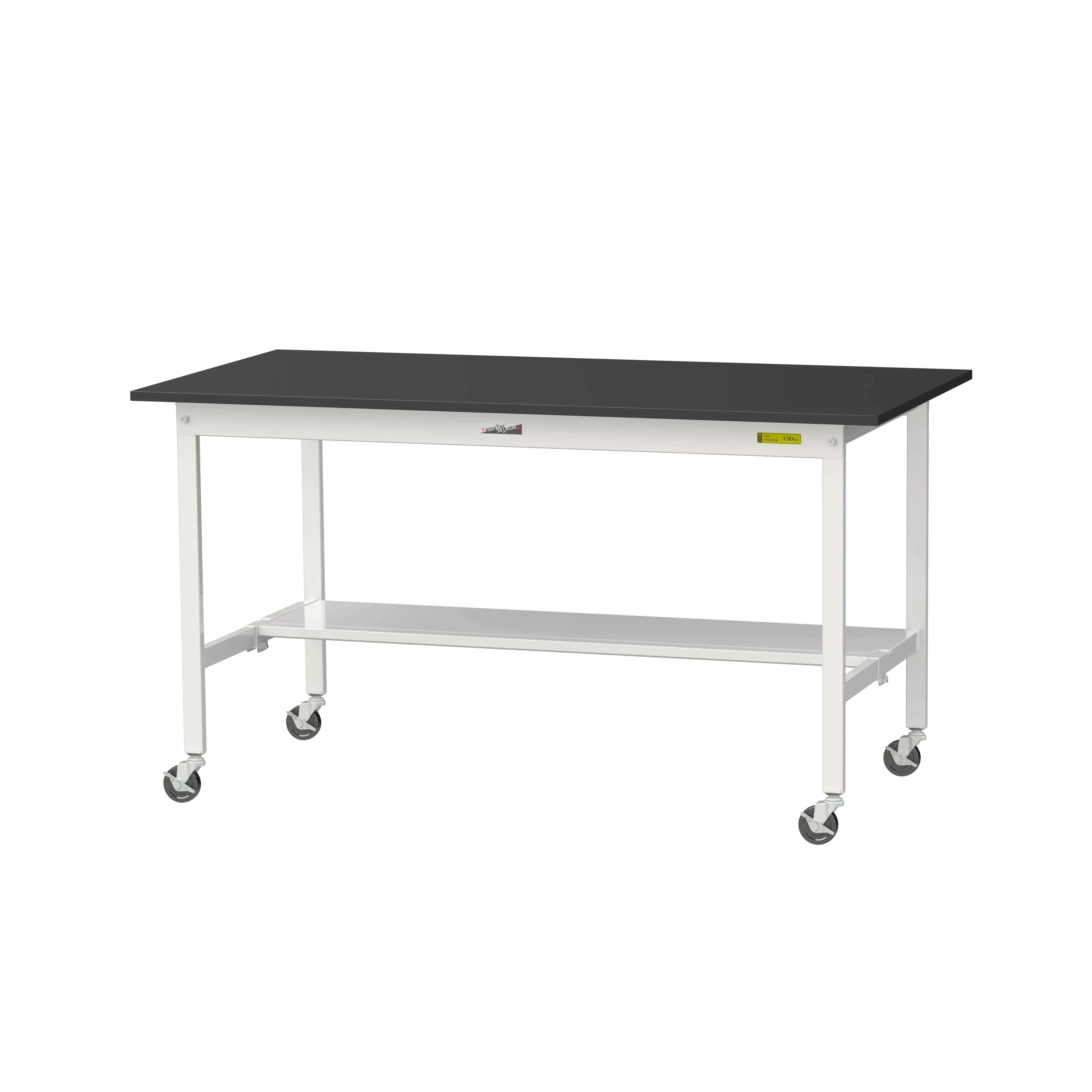 実験用ラボテーブル 移動式 H825mm(半面棚板付)