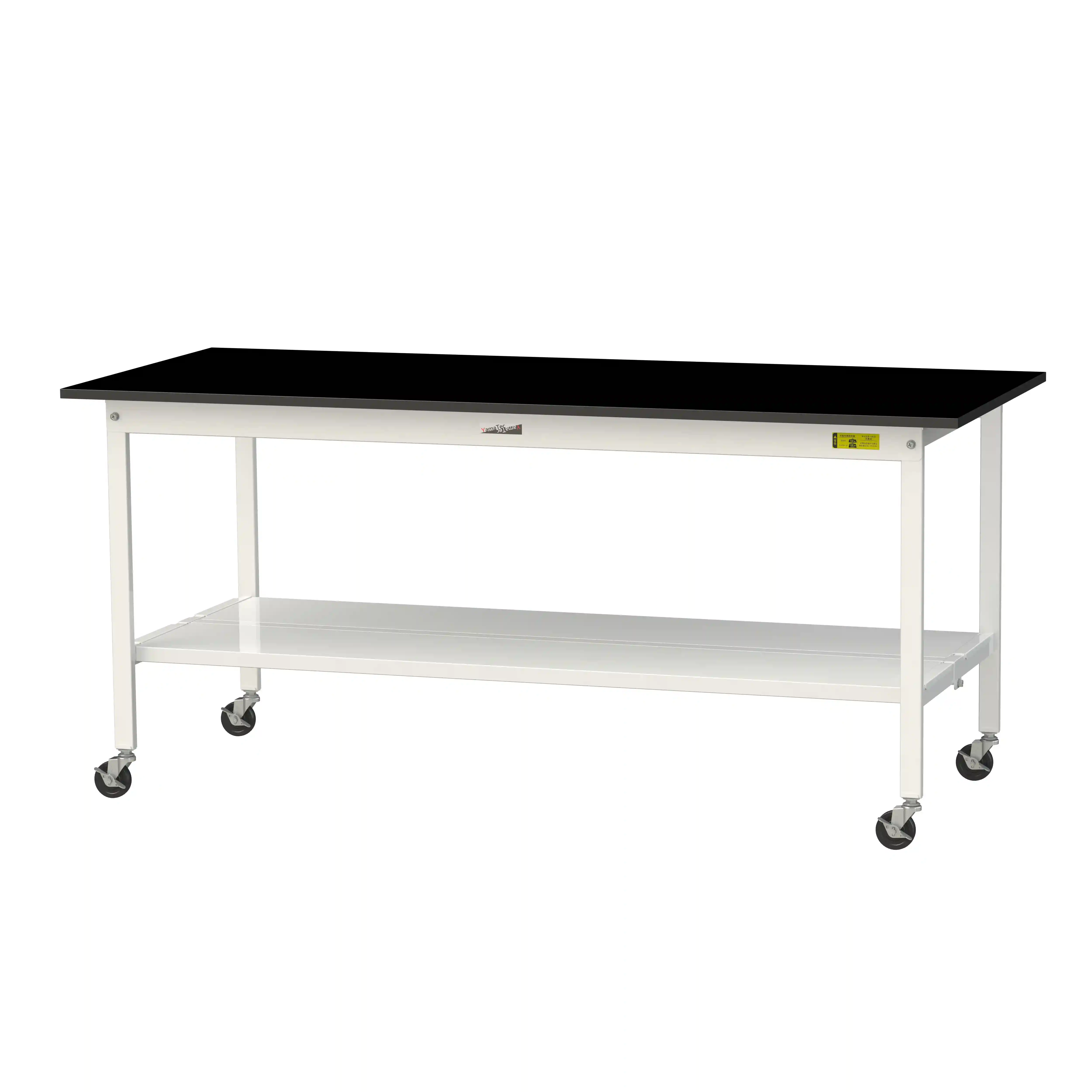 実験用ラボテーブル 移動式 H825mm（全面棚板付）