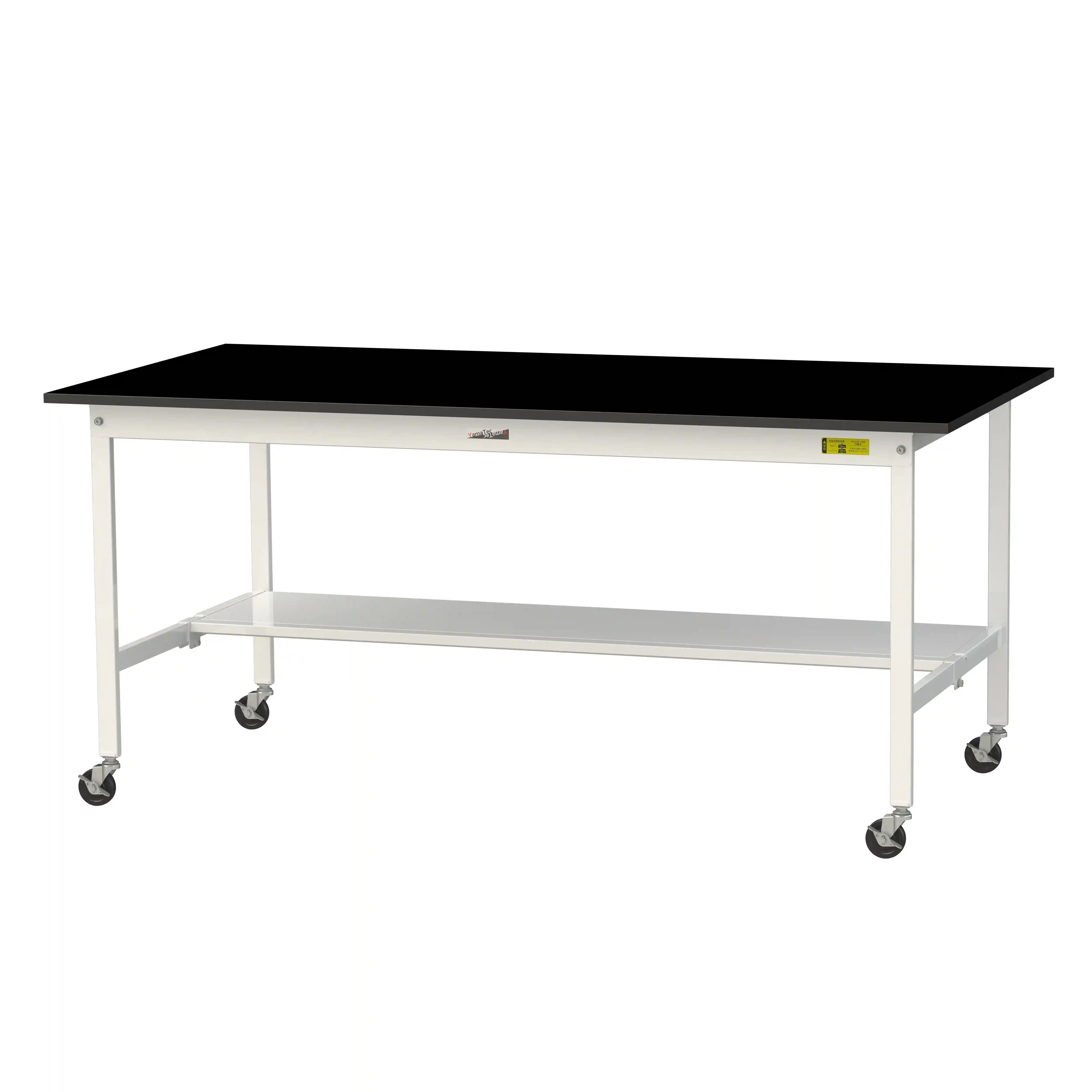 実験用ラボテーブル 移動式 H825mm（半面棚板付）