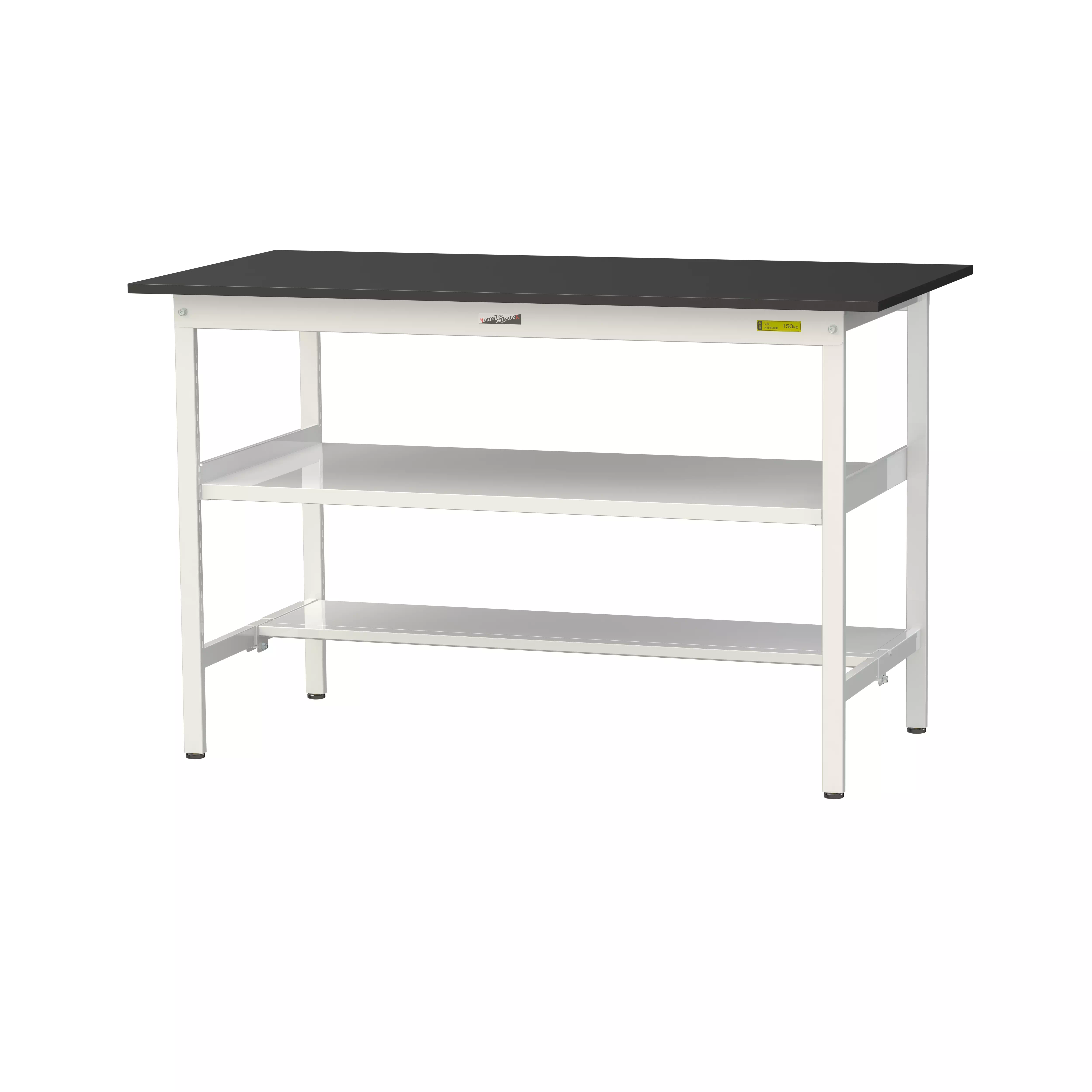 実験用ラボテーブル 固定式 中間棚付 H950mm(下段半面棚板)