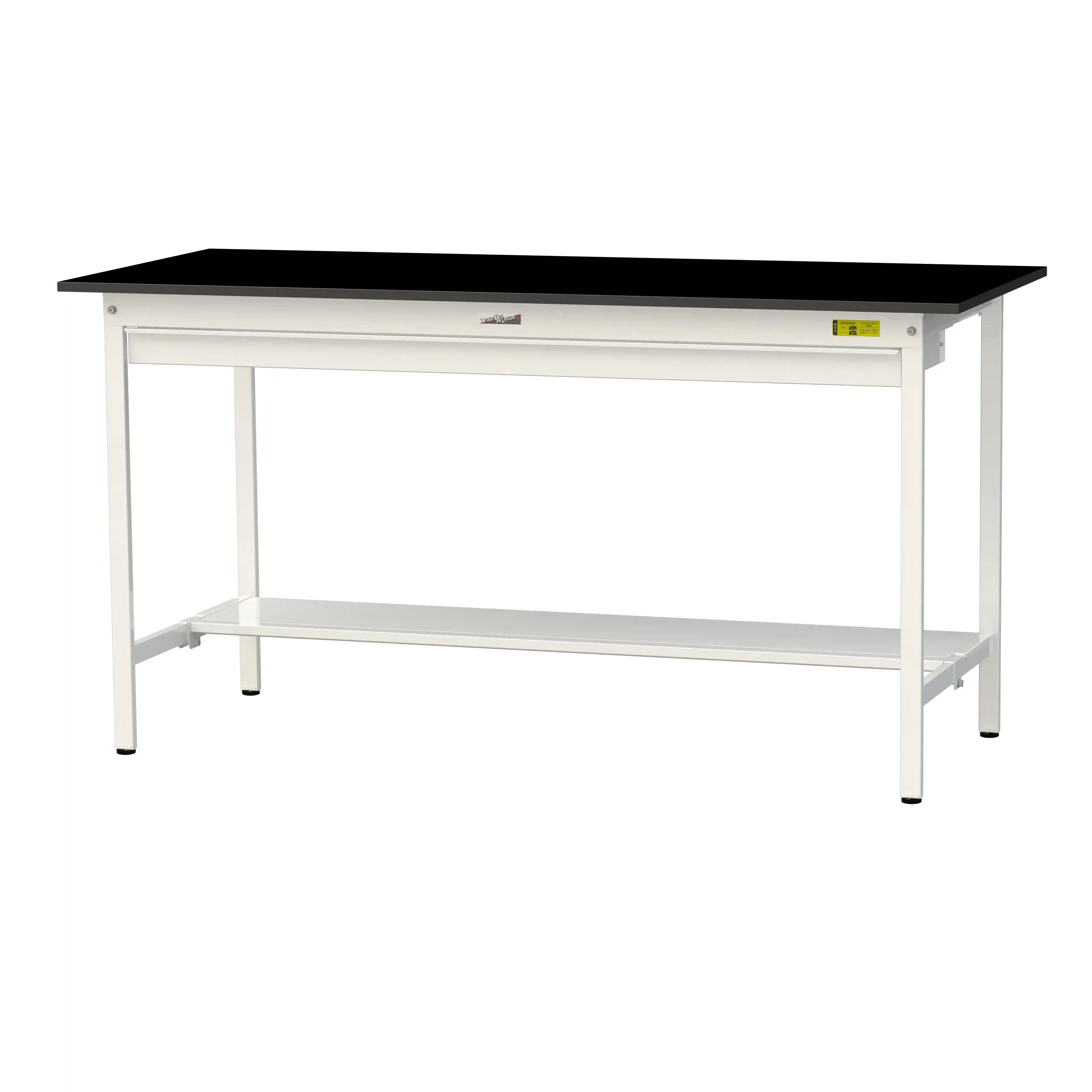 実験用ラボテーブル 固定式 ワイド引出し付 H950mm（半面棚板付）