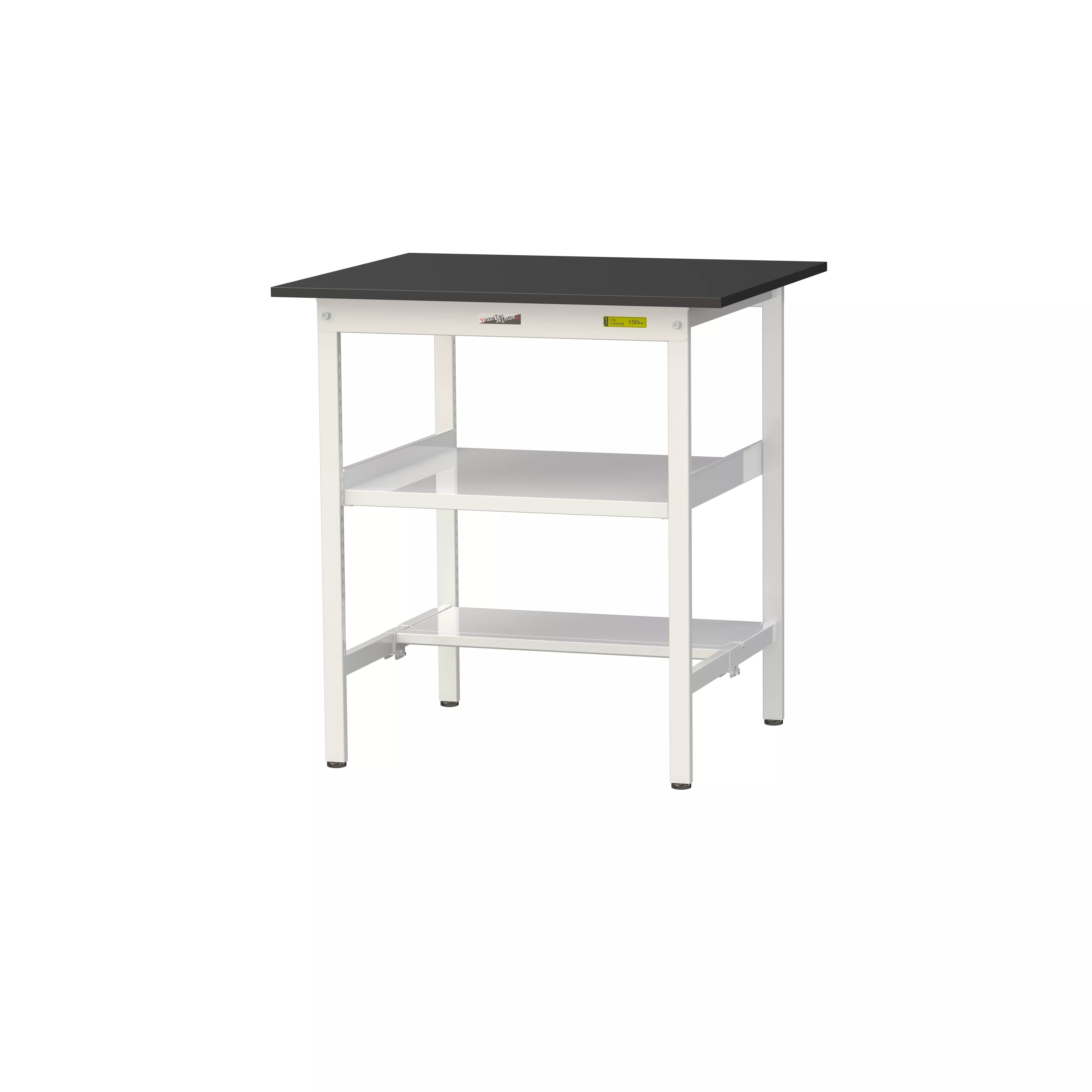 実験用ラボテーブル 固定式 中間棚付 H950mm(下段半面棚板)