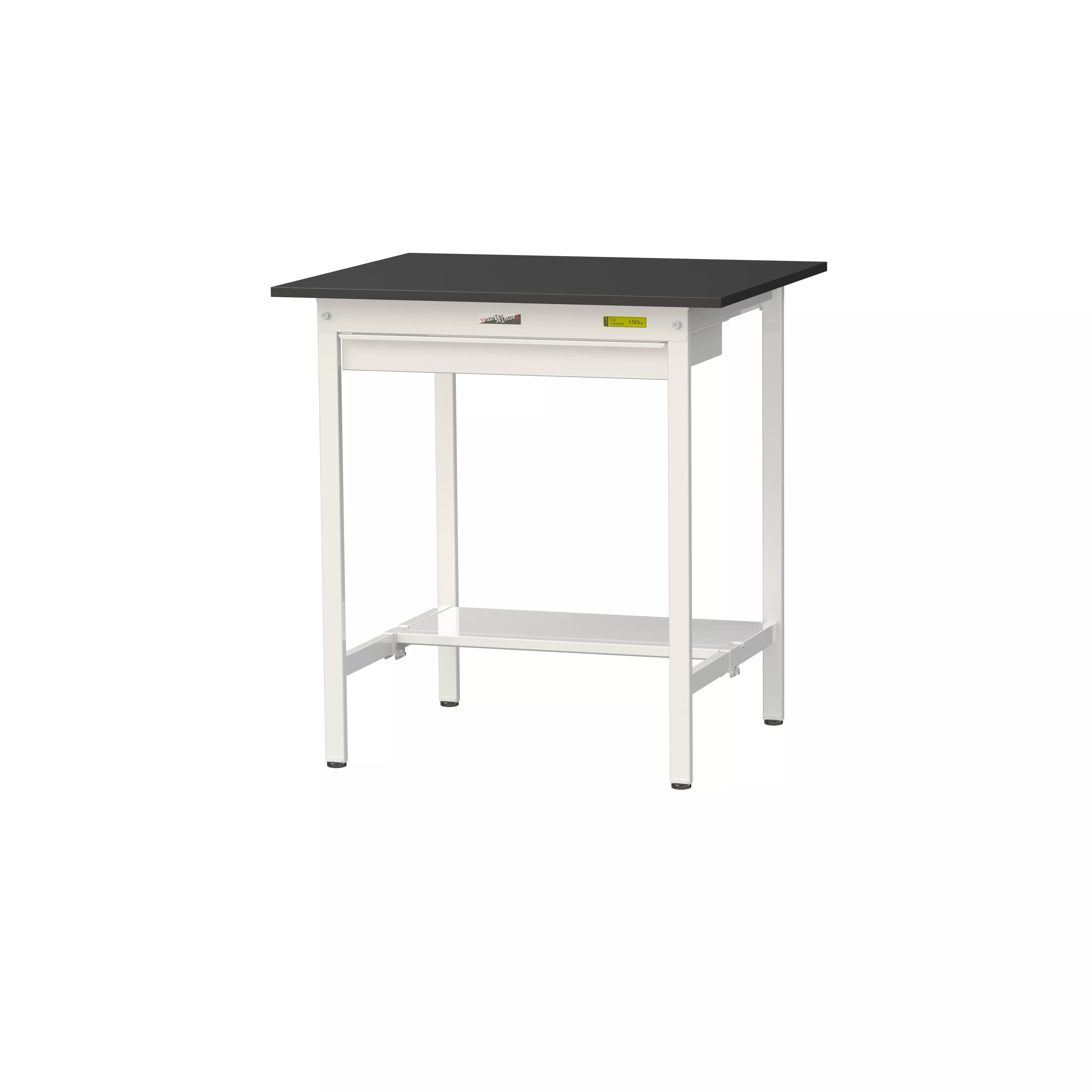 実験用ラボテーブル 固定式 ワイド引出し付 H950mm(半面棚板付)