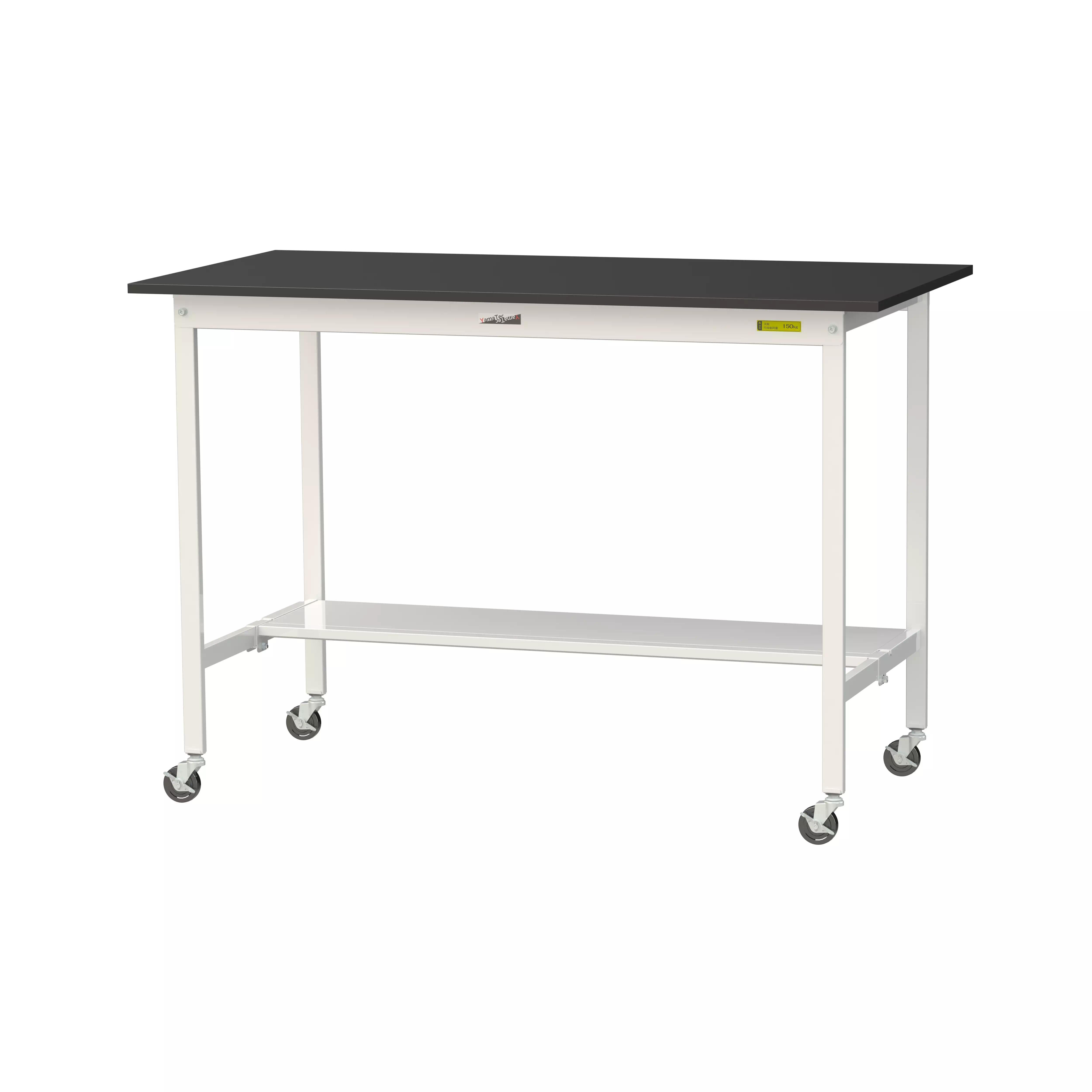 実験用ラボテーブル 移動式 H1035mm(半面棚板付)