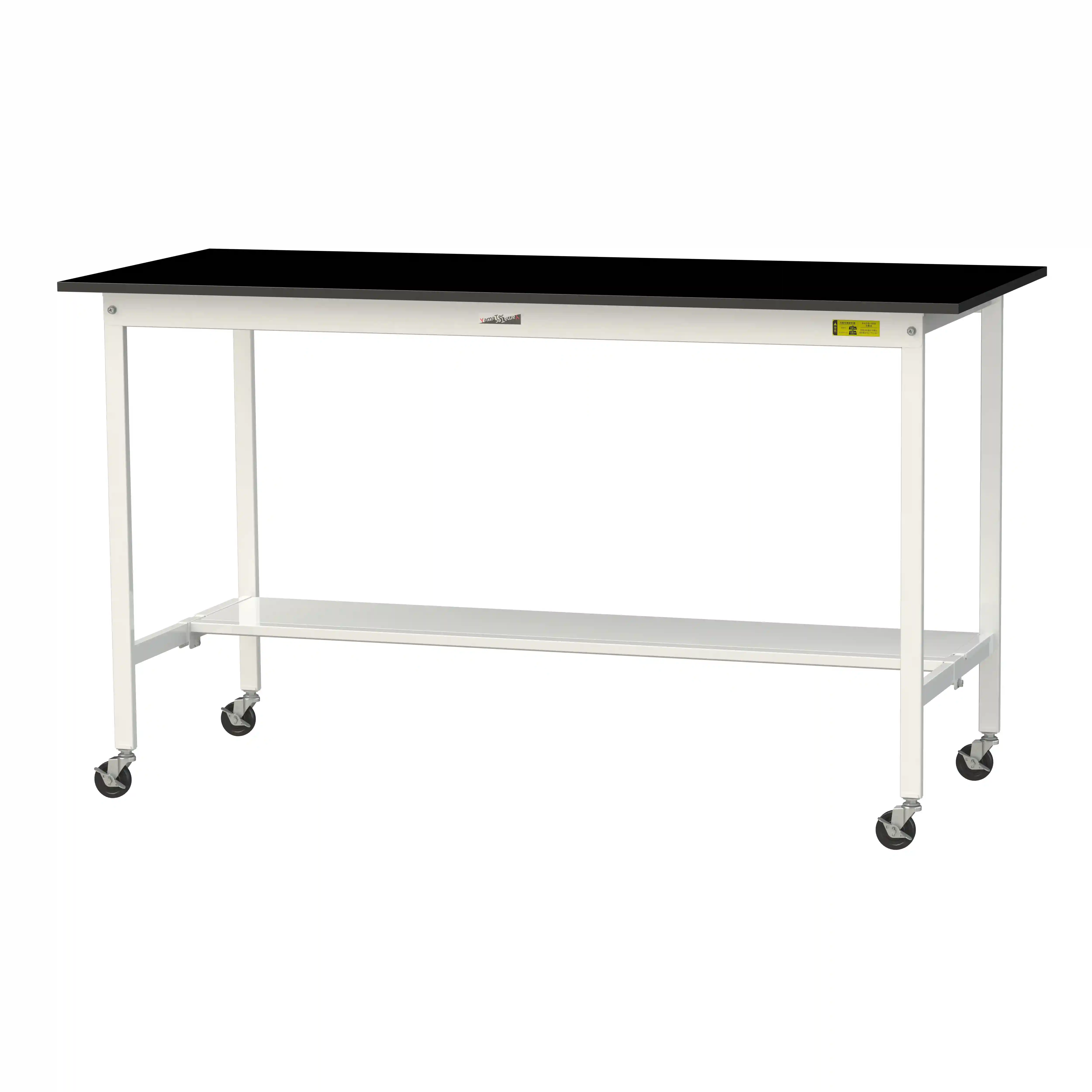 実験用ラボテーブル 移動式 H1035mm(半面棚板付)