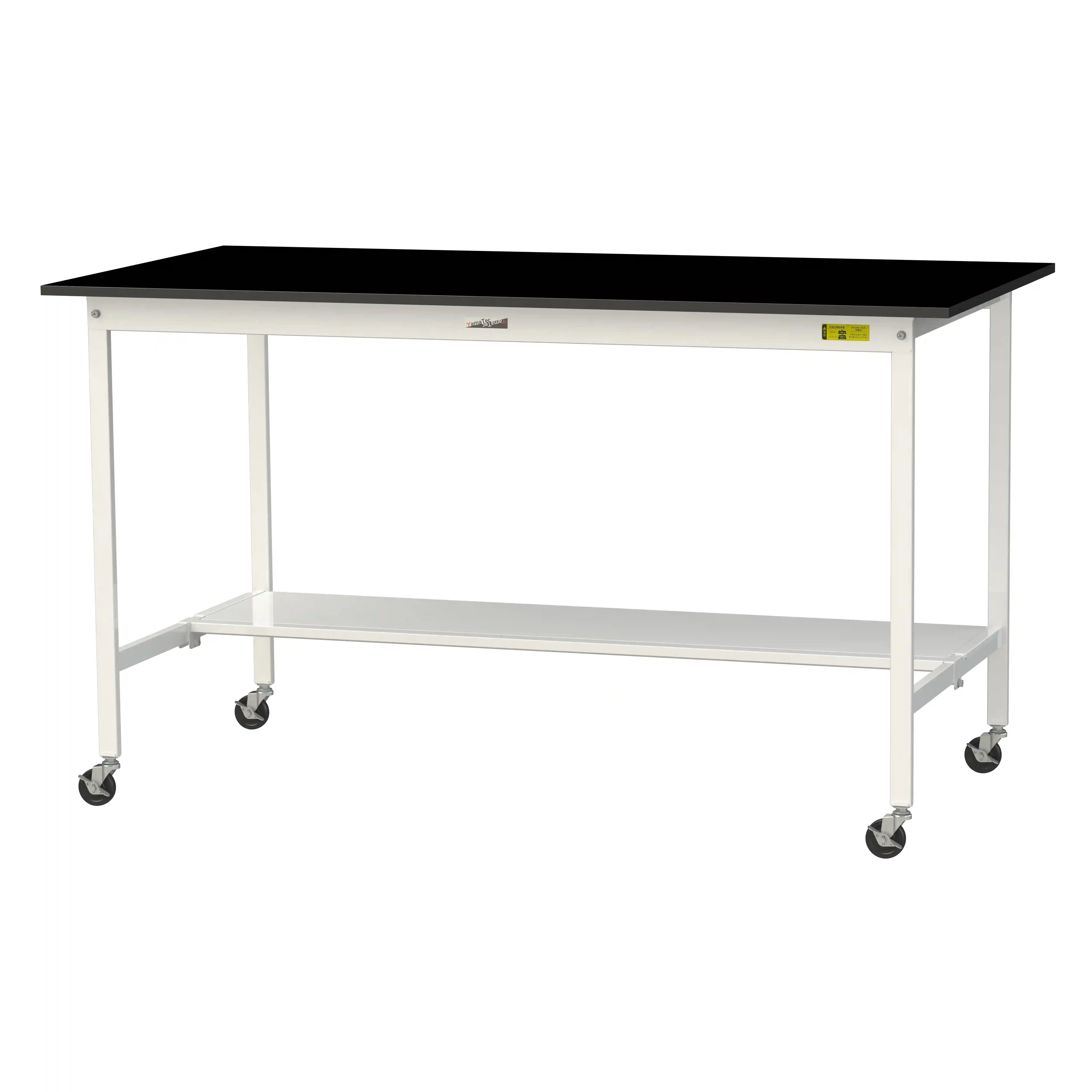 実験用ラボテーブル 移動式 H1035mm（半面棚板付）