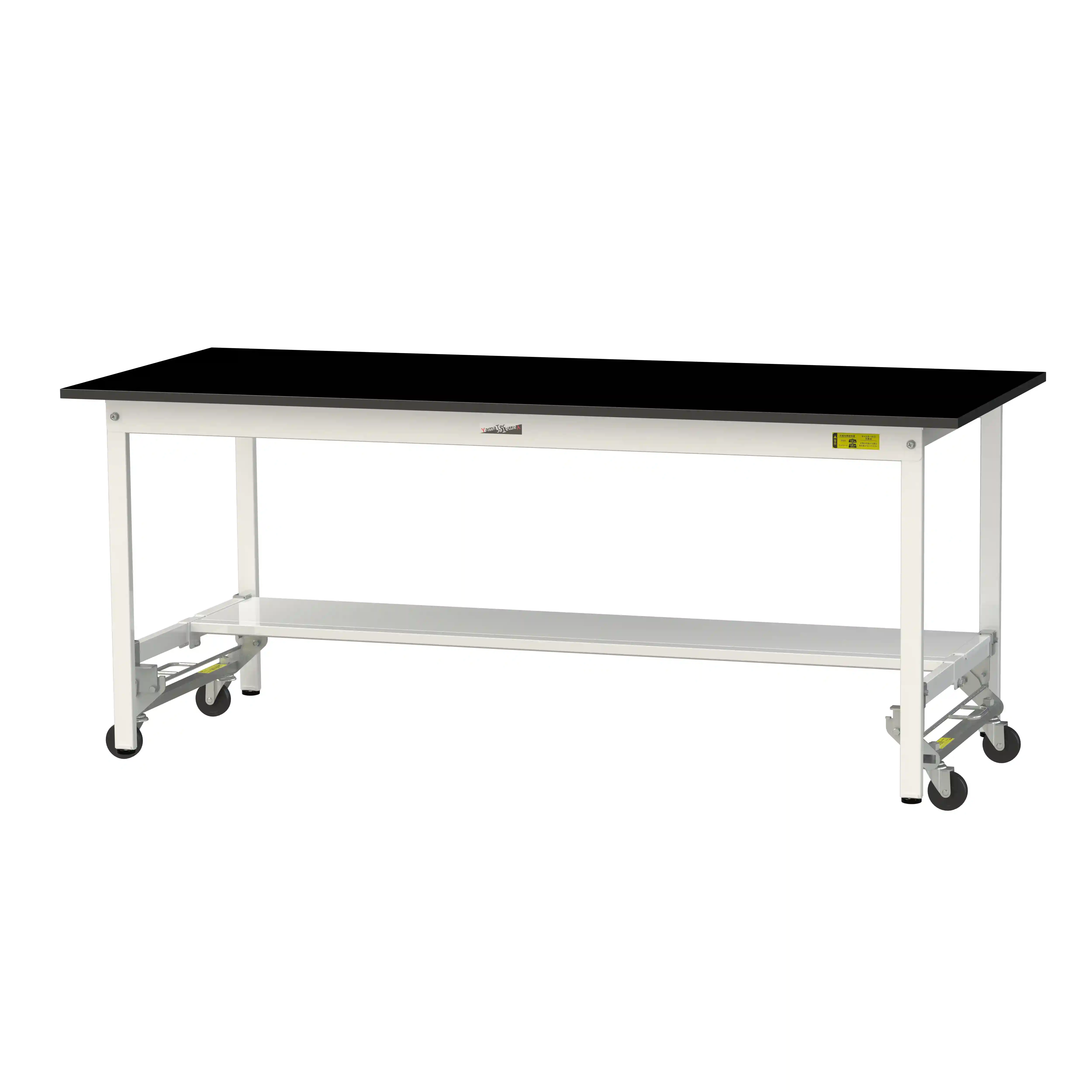 実験用ラボテーブル ワンタッチ移動タイプ H740mm（半面棚板付）