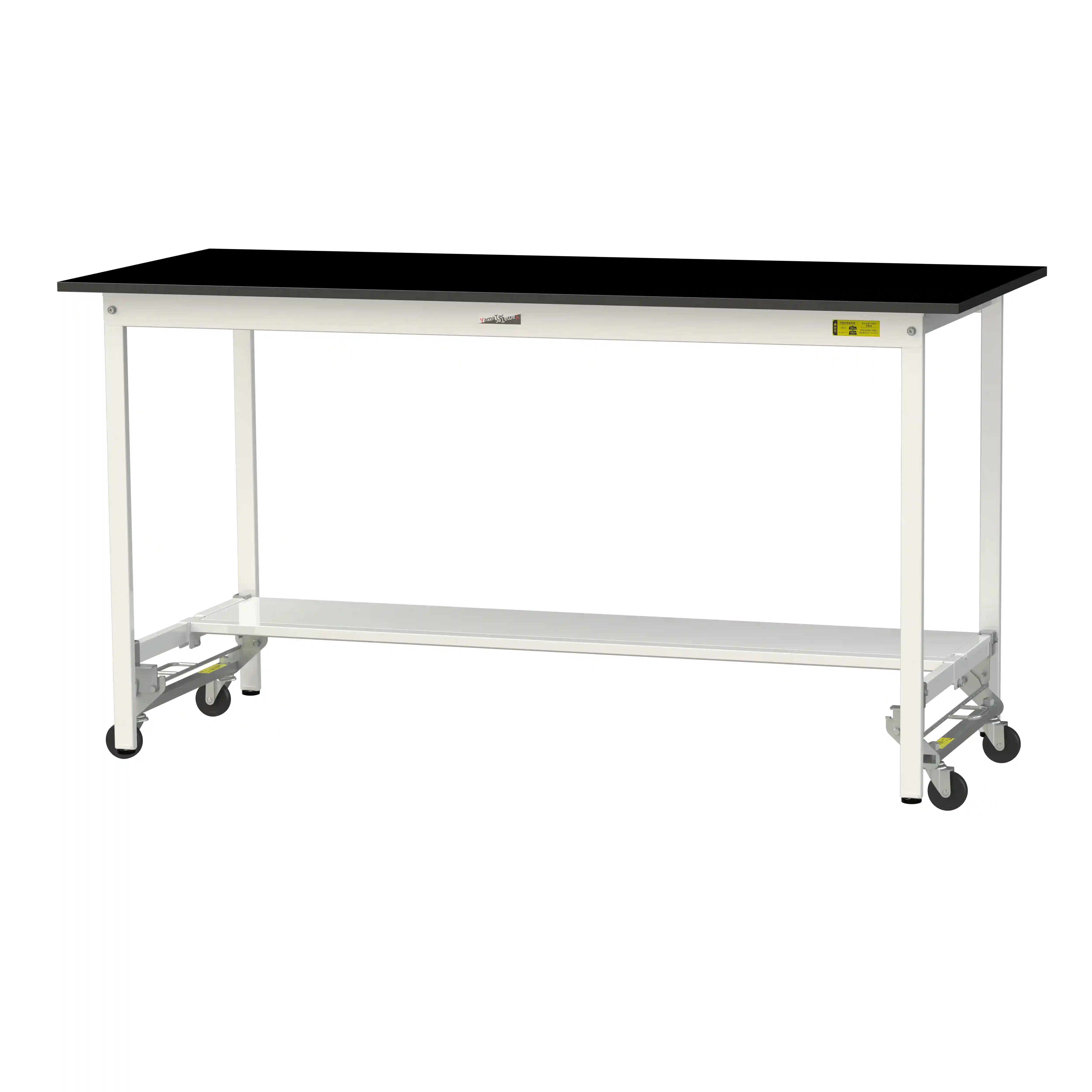 実験用ラボテーブル ワンタッチ移動タイプ H950mm（半面棚板付）