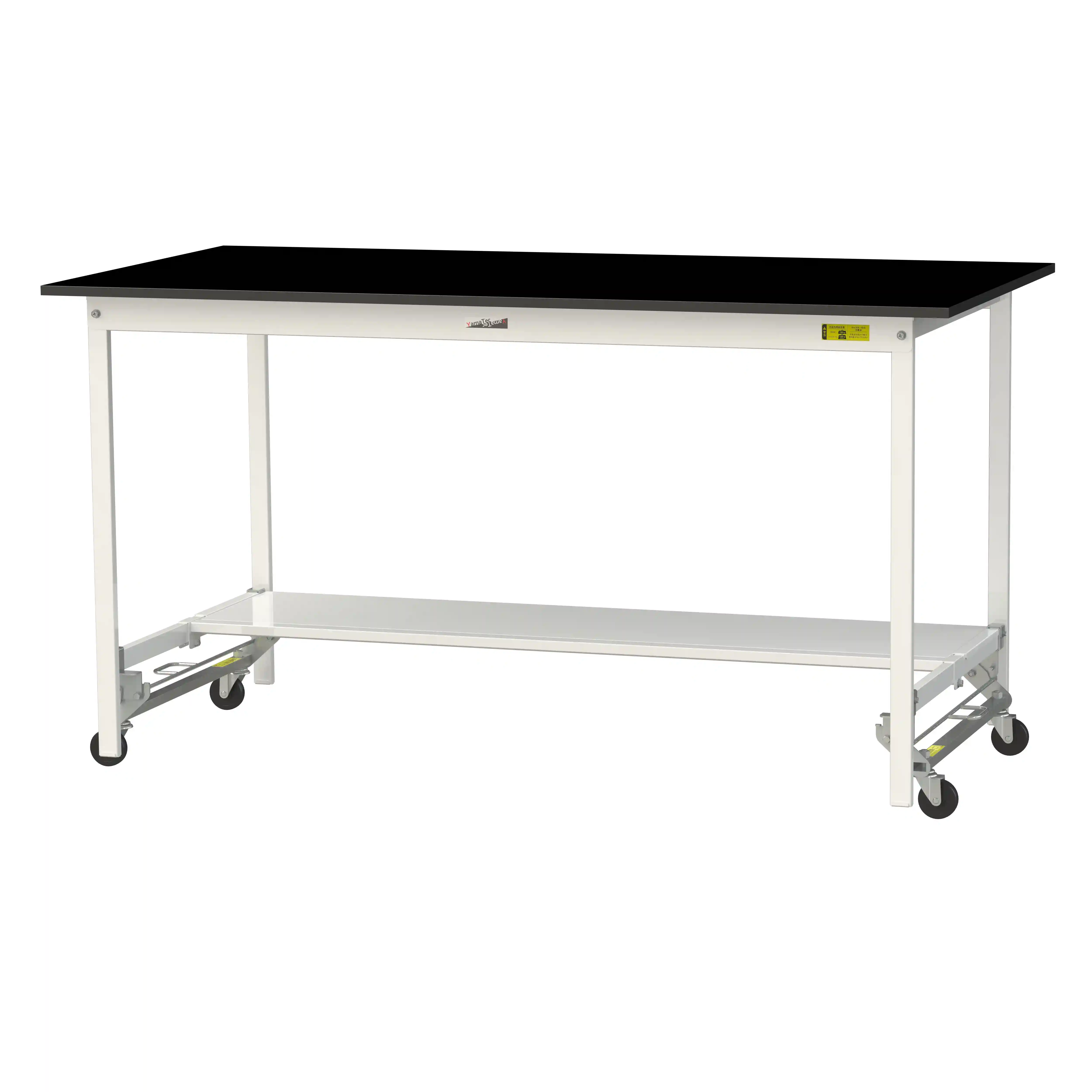 実験用ラボテーブル ワンタッチ移動タイプ H950mm（半面棚板付）