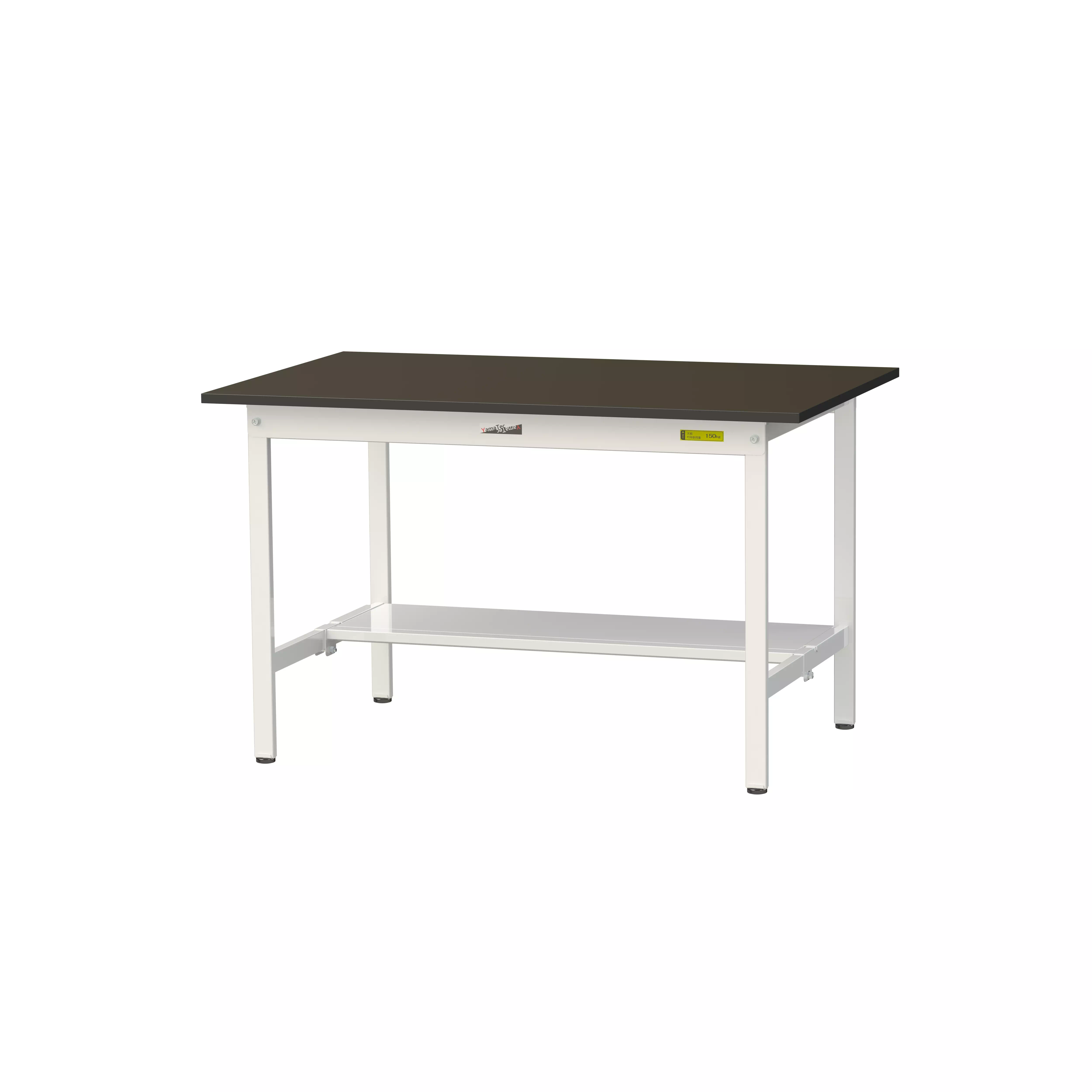 実験用ラボテーブル 固定式 H740mm(半面棚板付)