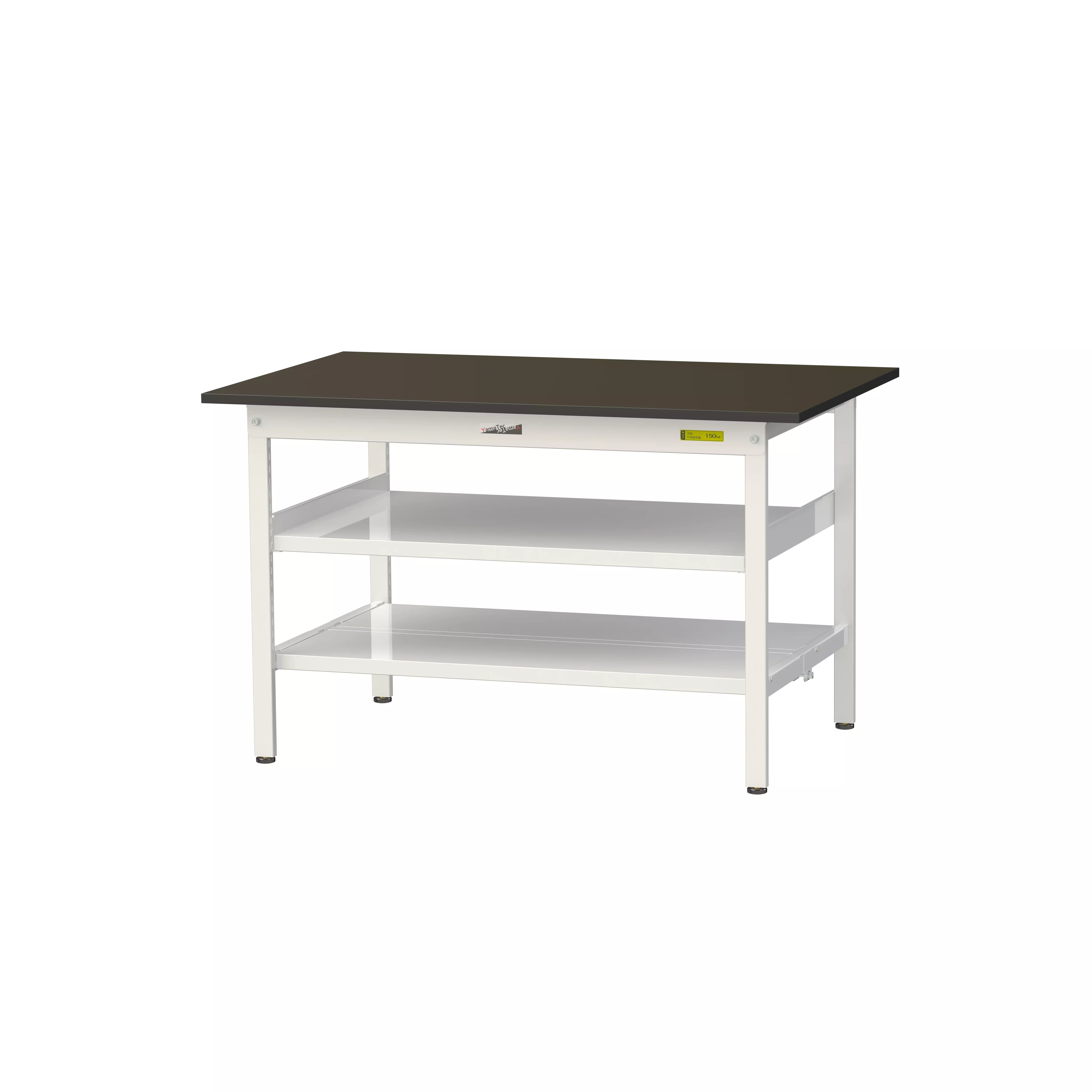 実験用ラボテーブル 固定式 中間棚付 H740mm(下段全面棚板)