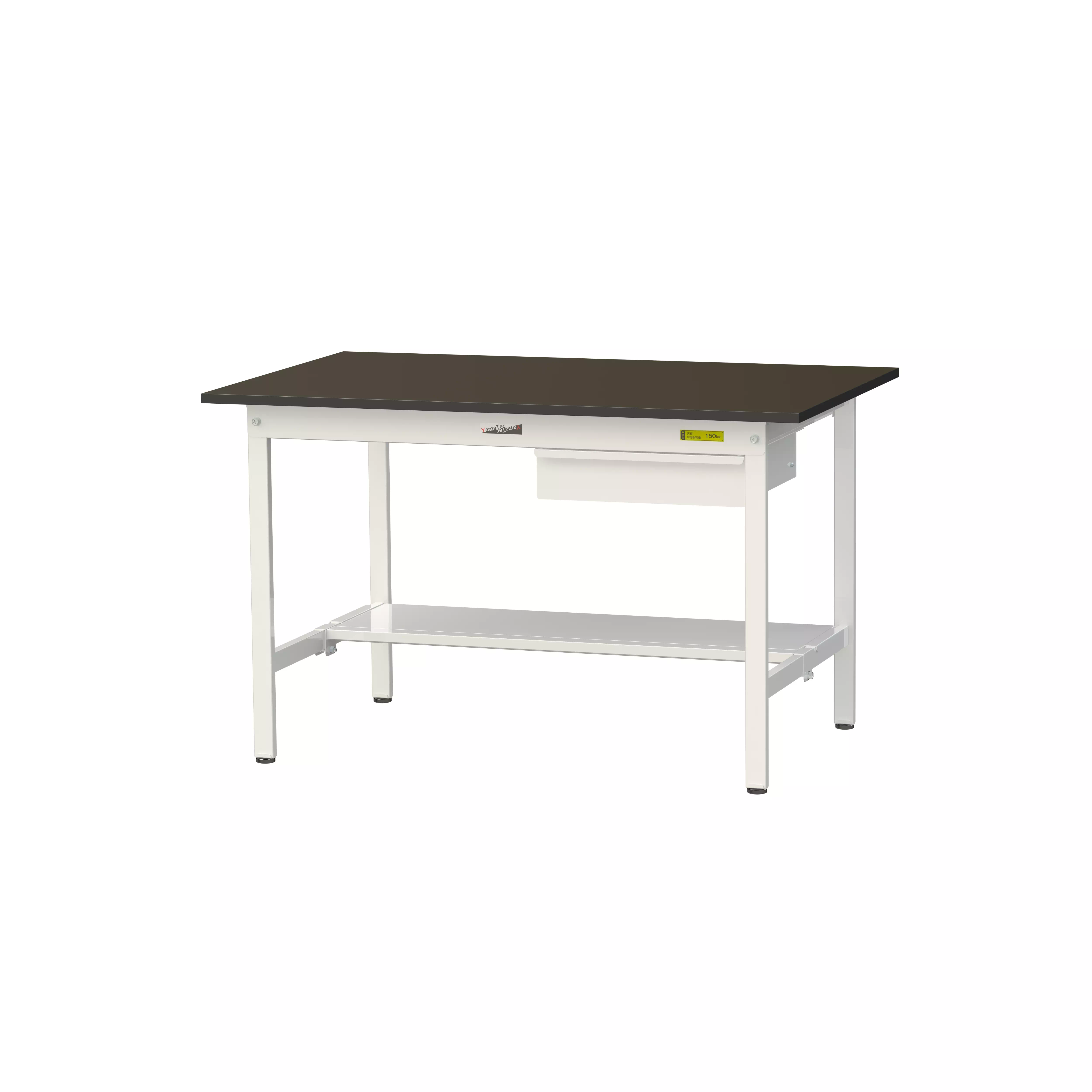 実験用ラボテーブル 固定式 キャビネット付 H740mm(半面棚板付)