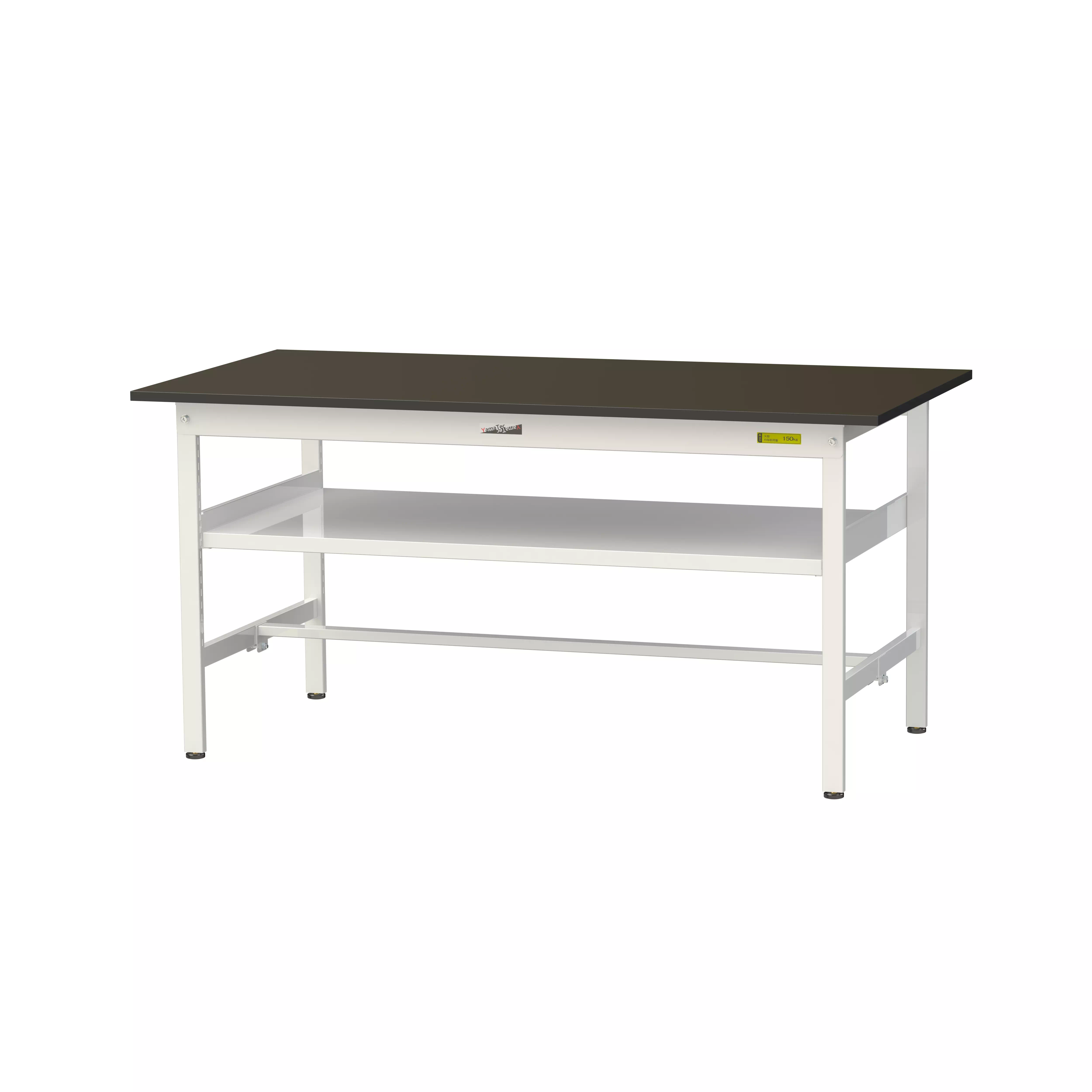 実験用ラボテーブル 固定式 中間棚付 H740mm(下段棚板なし)