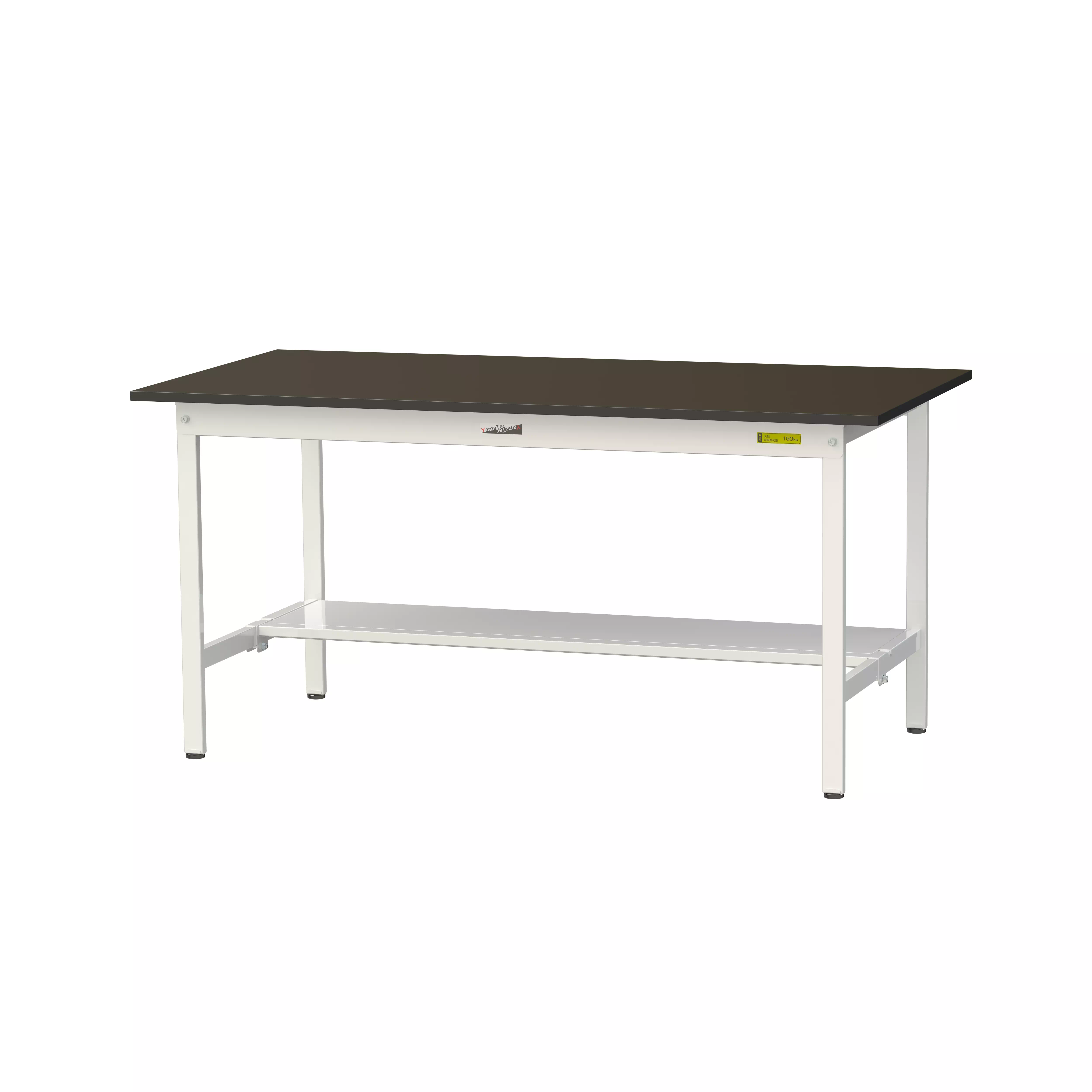 実験用ラボテーブル 固定式 H740mm（半面棚板付）