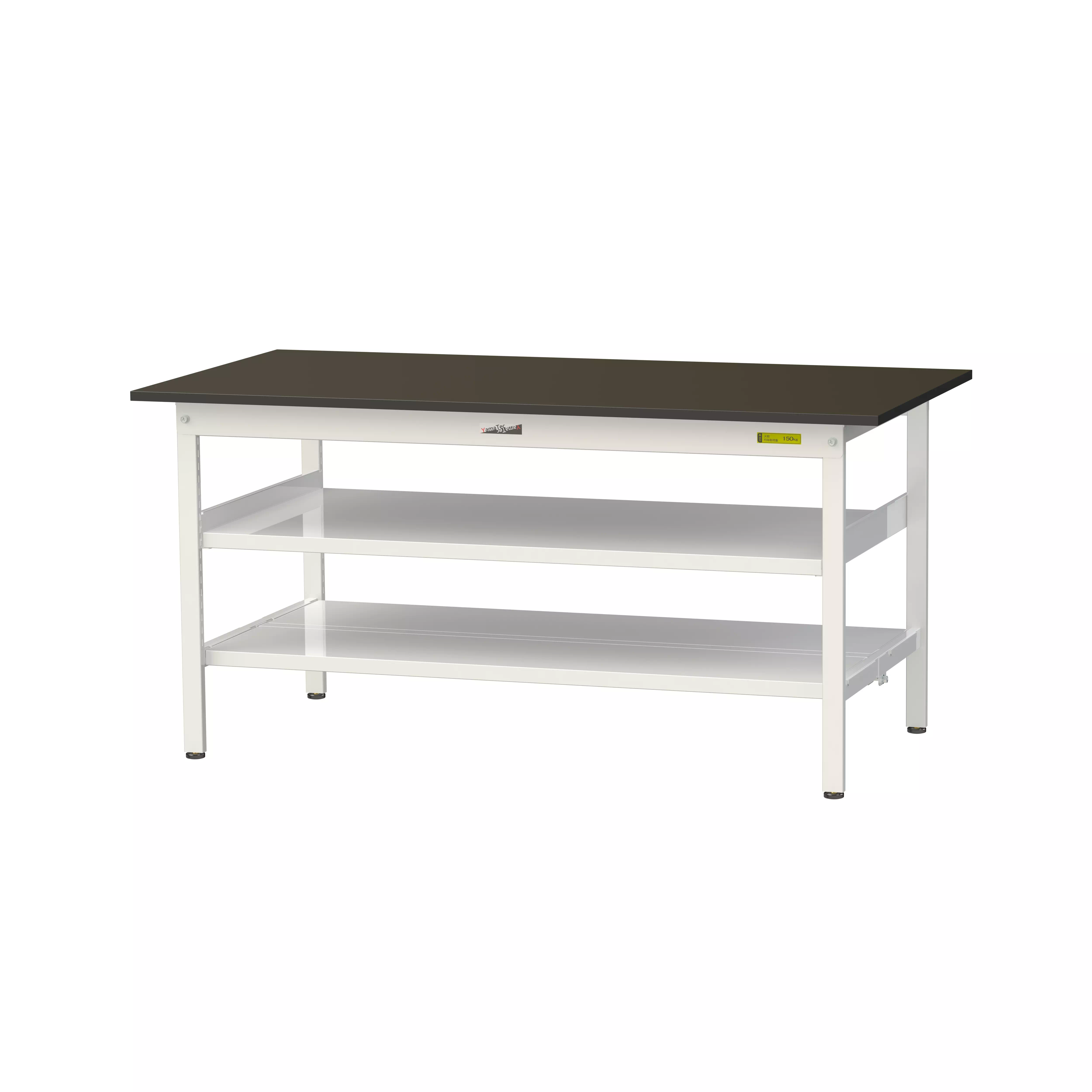 実験用ラボテーブル 固定式 中間棚付 H740mm(下段全面棚板)