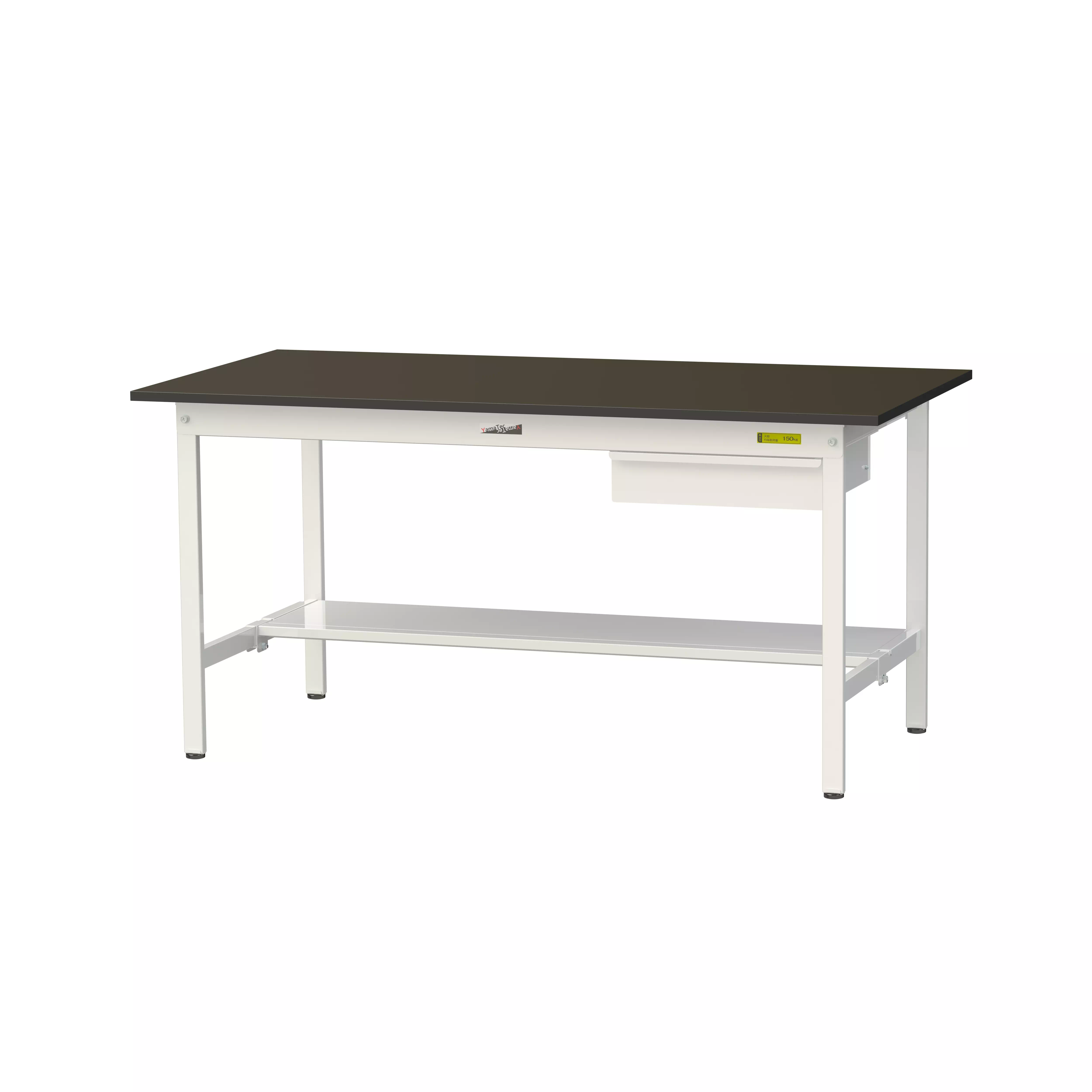 実験用ラボテーブル 固定式 キャビネット付 H740mm(半面棚板付)