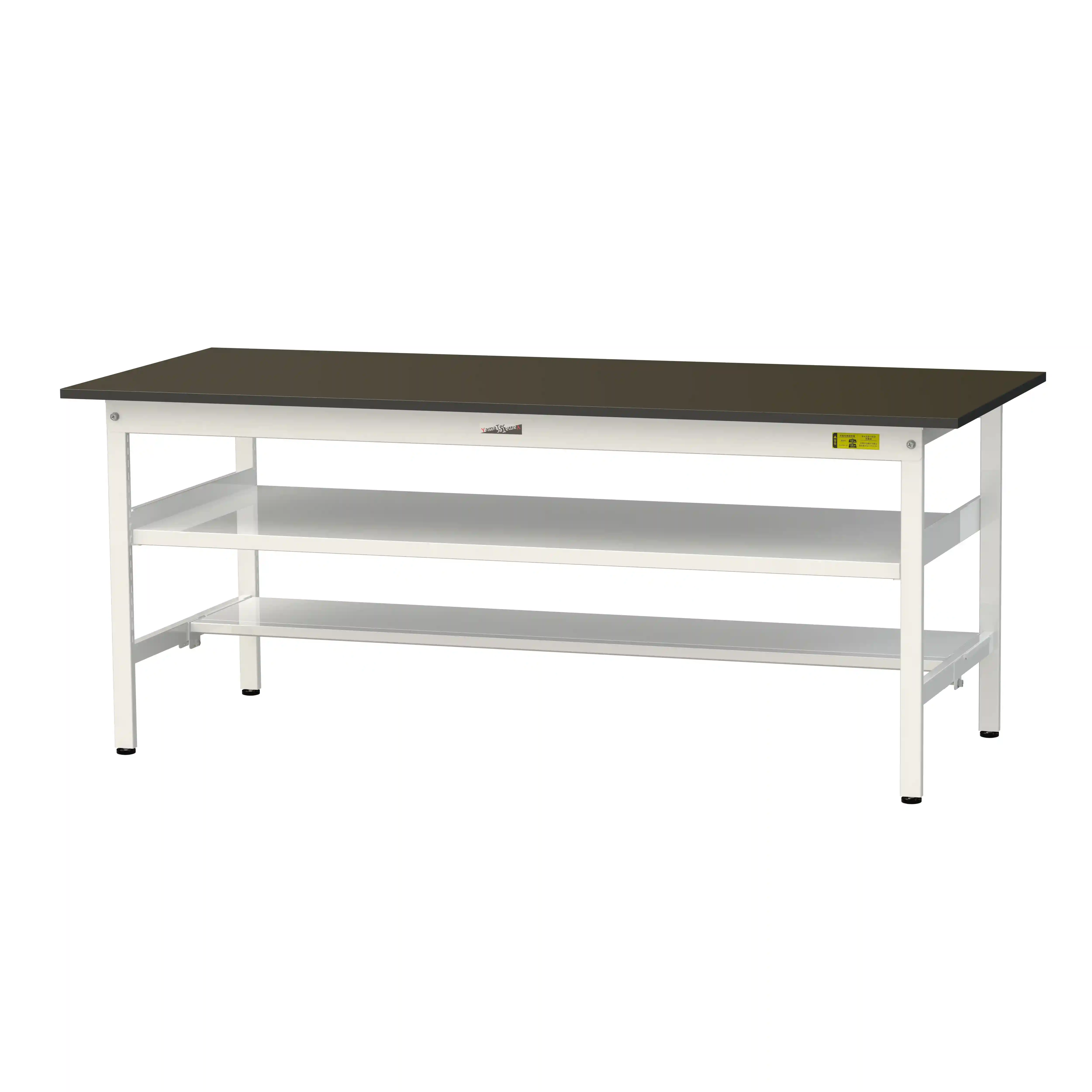 実験用ラボテーブル 固定式 中間棚付 H740mm（下段半面棚板）