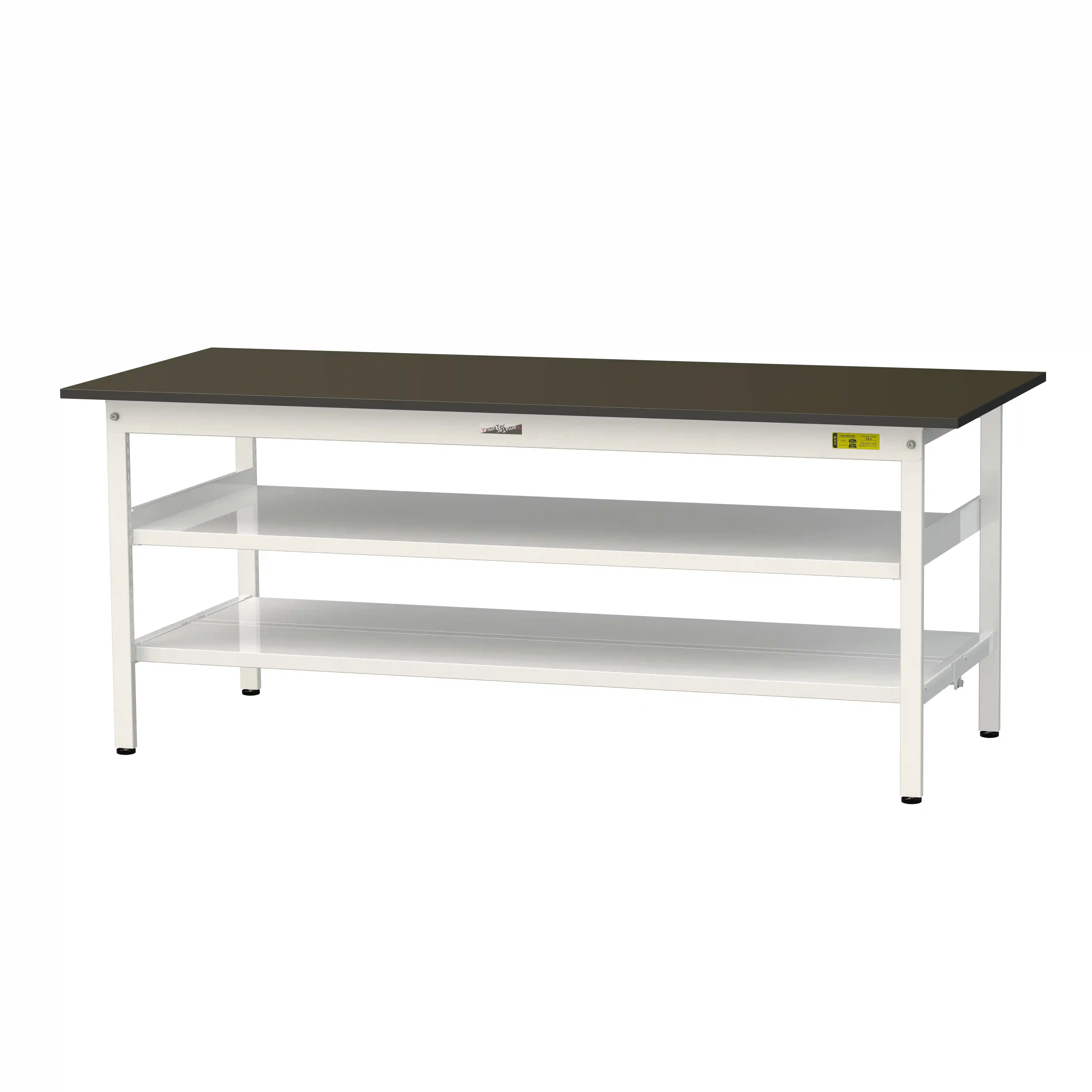 実験用ラボテーブル 固定式 中間棚付 H740mm(下段全面棚板)