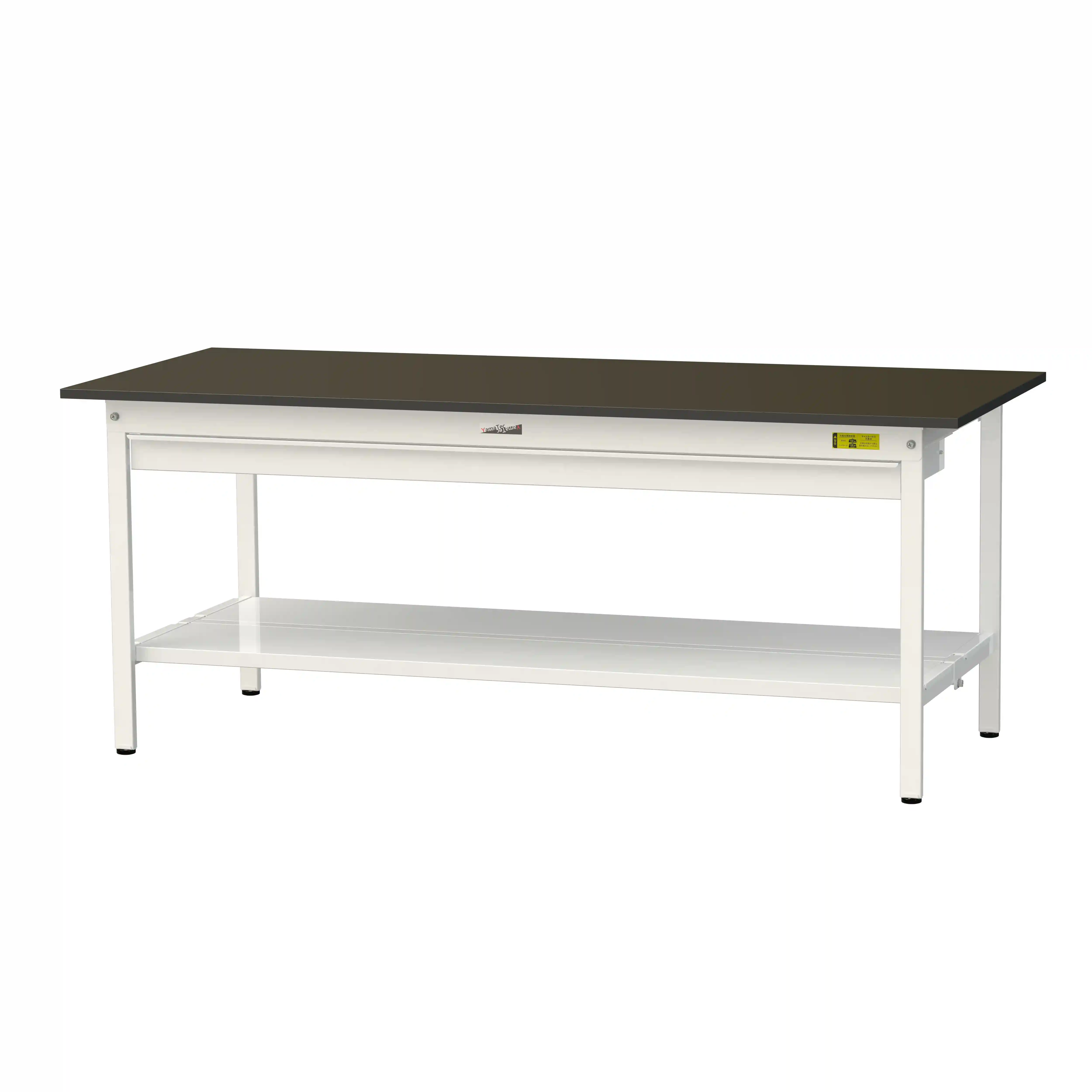 実験用ラボテーブル 固定式 ワイド引出し付 H740mm(全面棚板付)