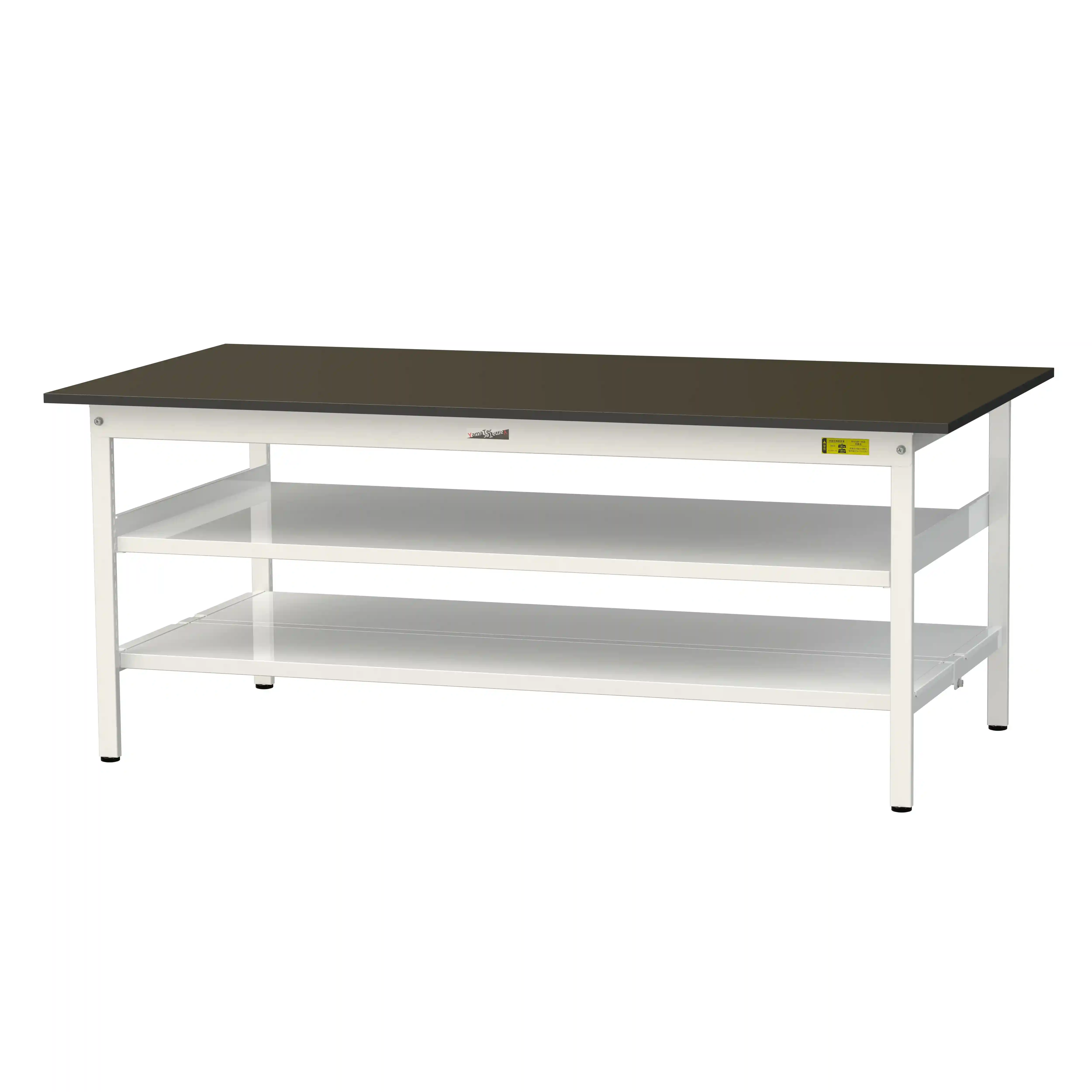 実験用ラボテーブル 固定式 中間棚付 H740mm(下段全面棚板)