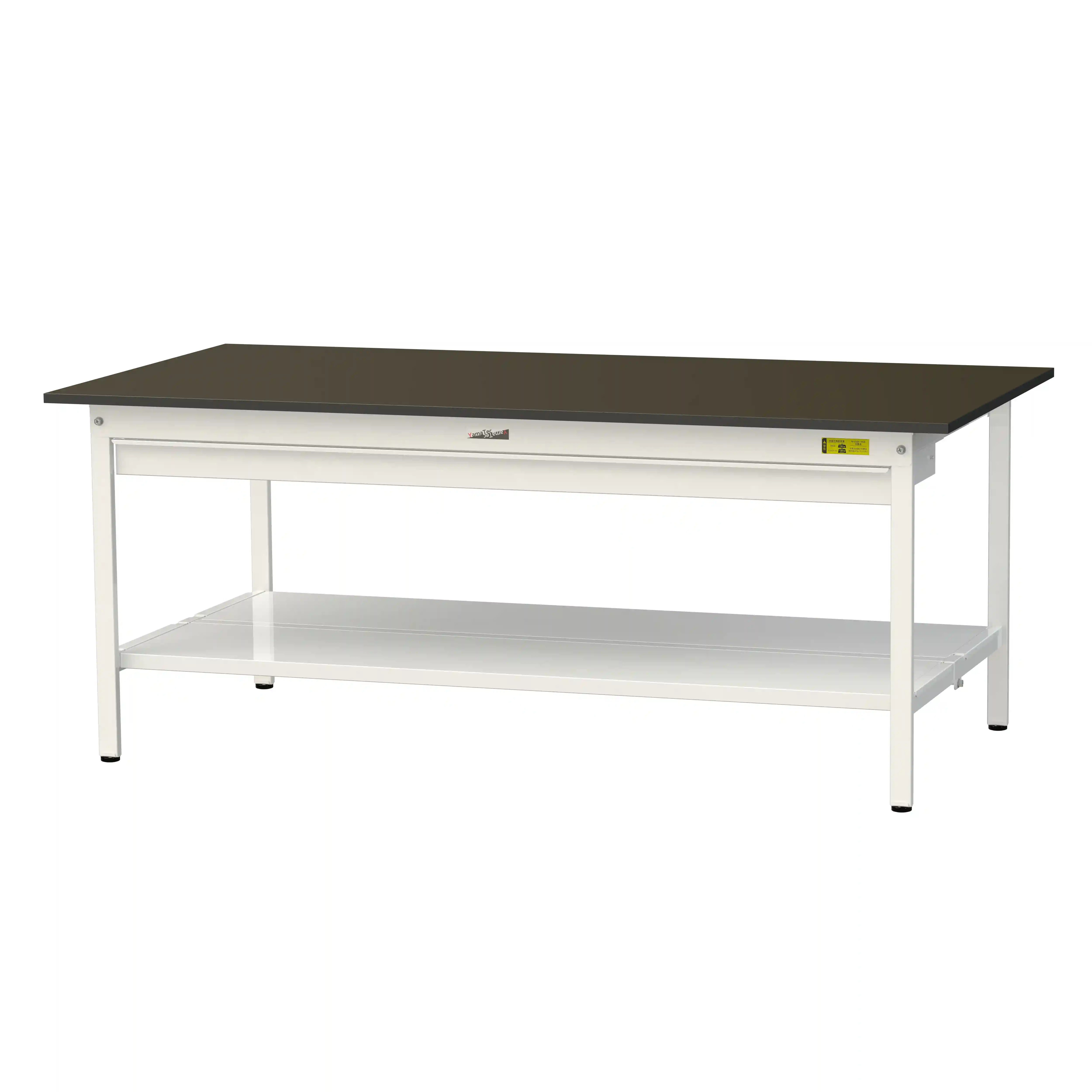 実験用ラボテーブル 固定式 ワイド引出し付 H740mm(全面棚板付)