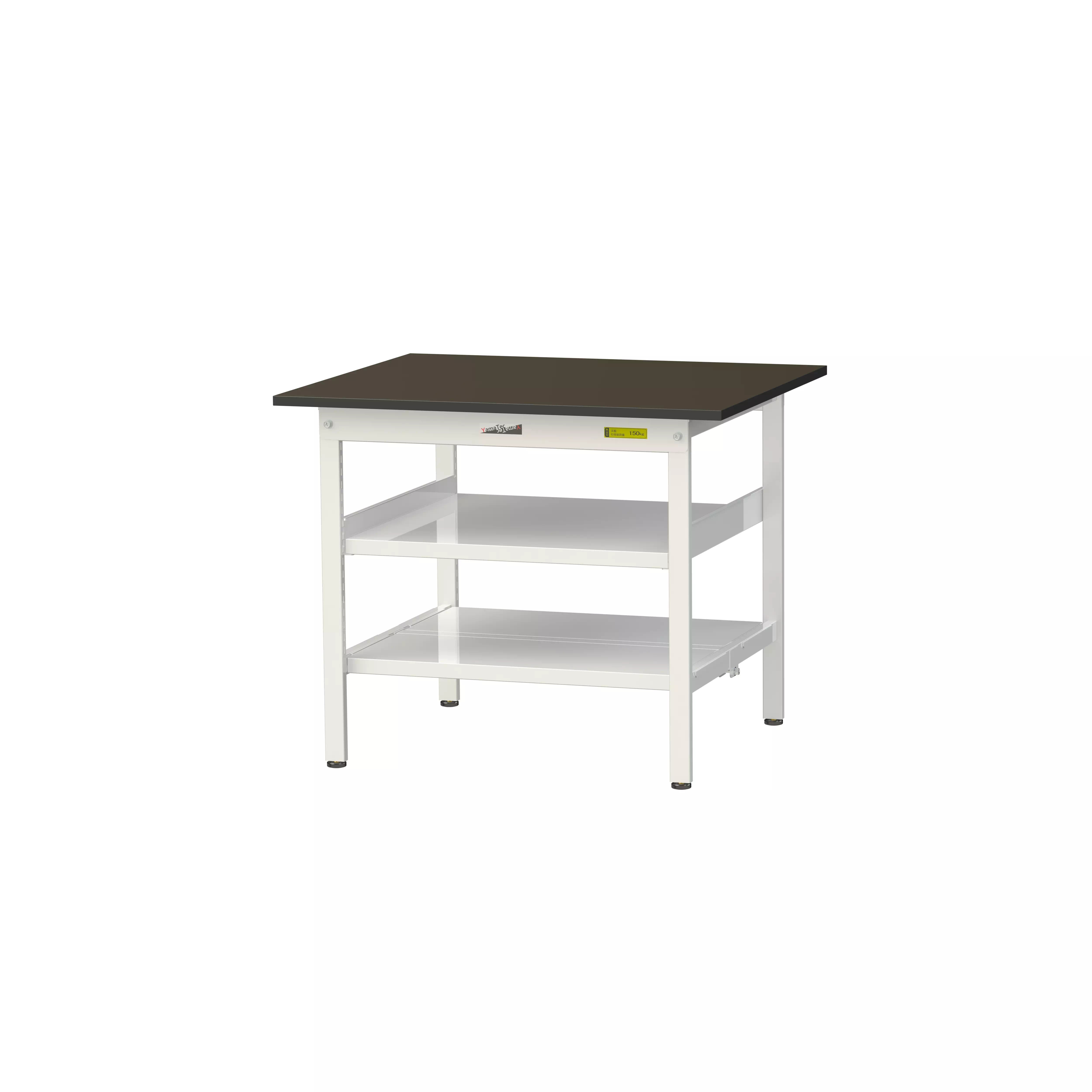 実験用ラボテーブル 固定式 中間棚付 H740mm（下段全面棚板）