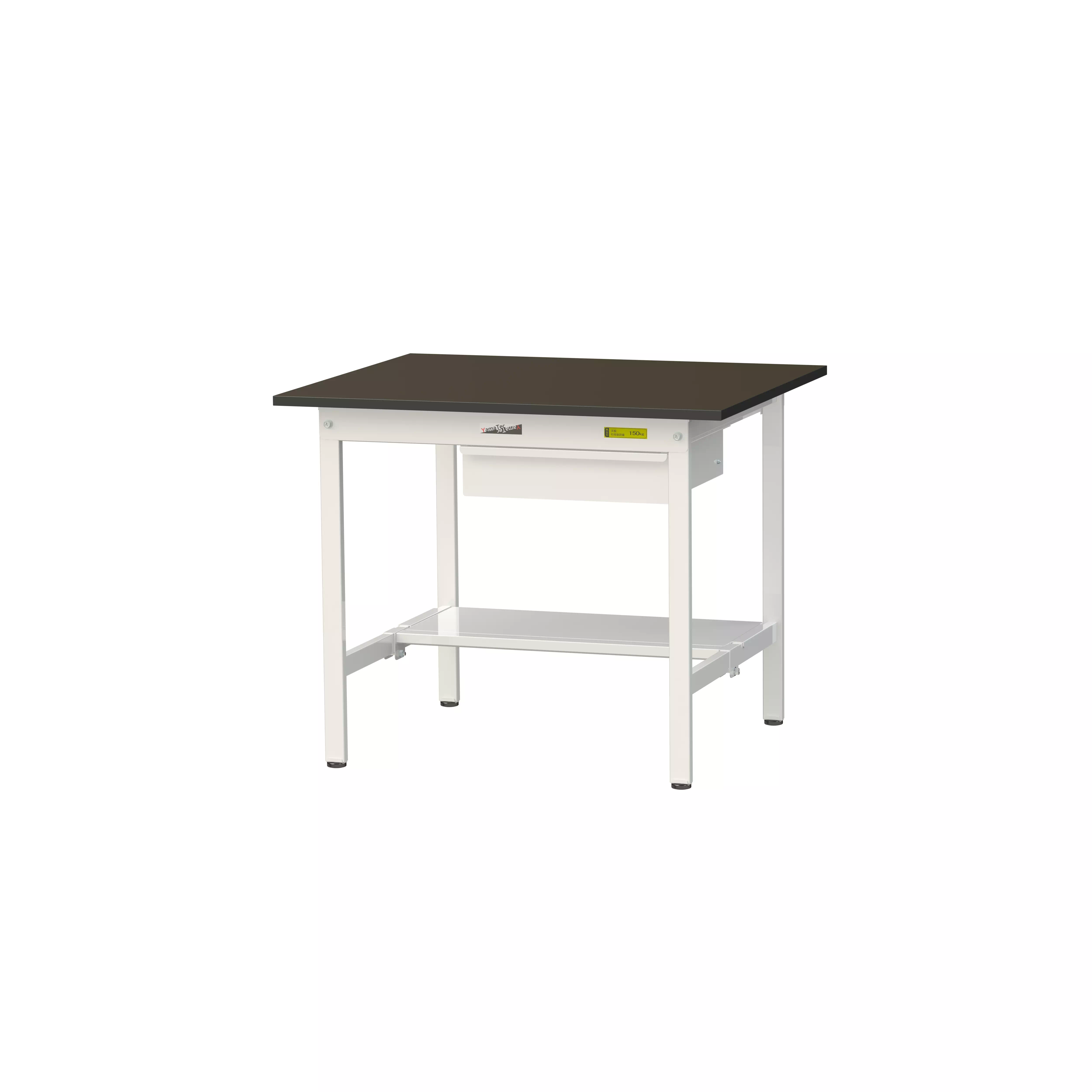 実験用ラボテーブル 固定式 キャビネット付 H740mm(半面棚板付)